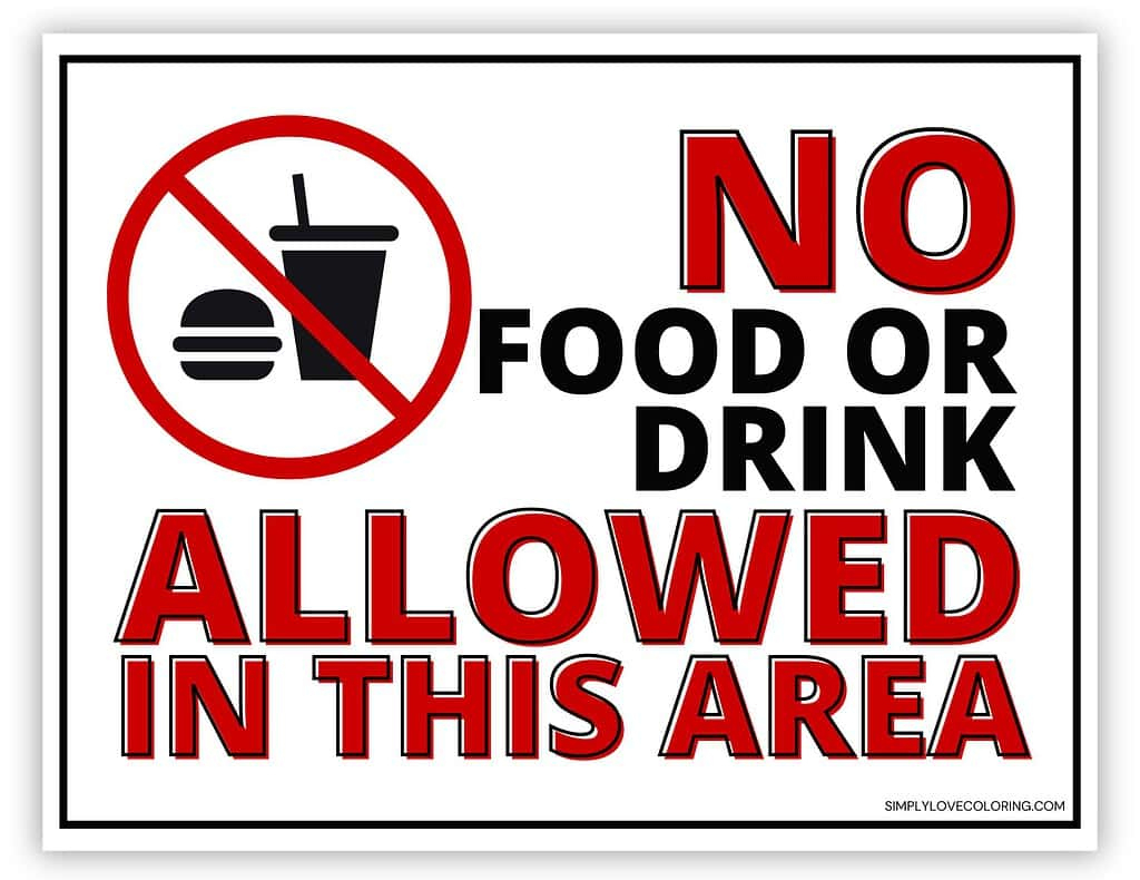 No Food Or Drink Sign Printable (Free Pdf Downloads) - Simply Love intended for Printable No Food Or Drink Sign