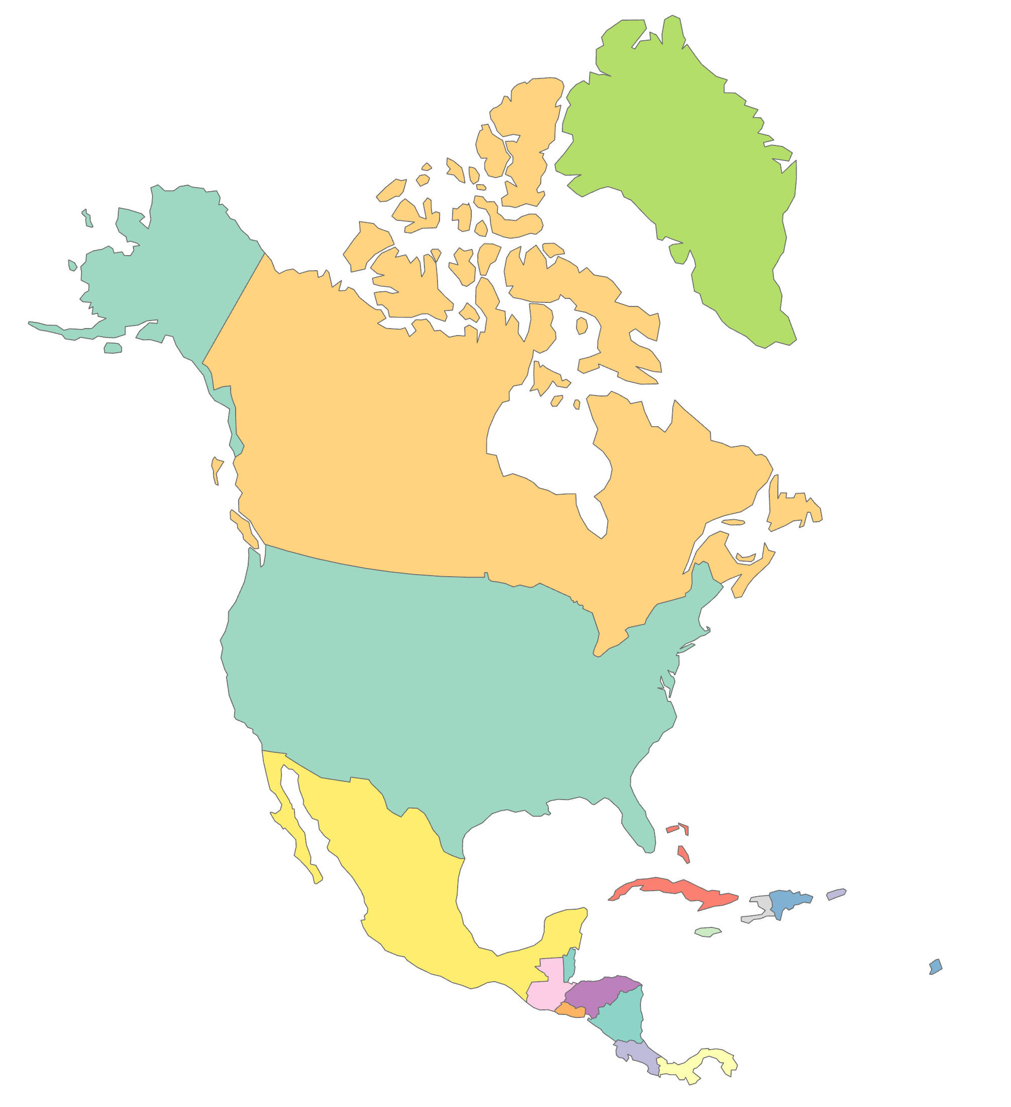 North America Blank Map And Country Outlines - Gis Geography within Map of North America Printable