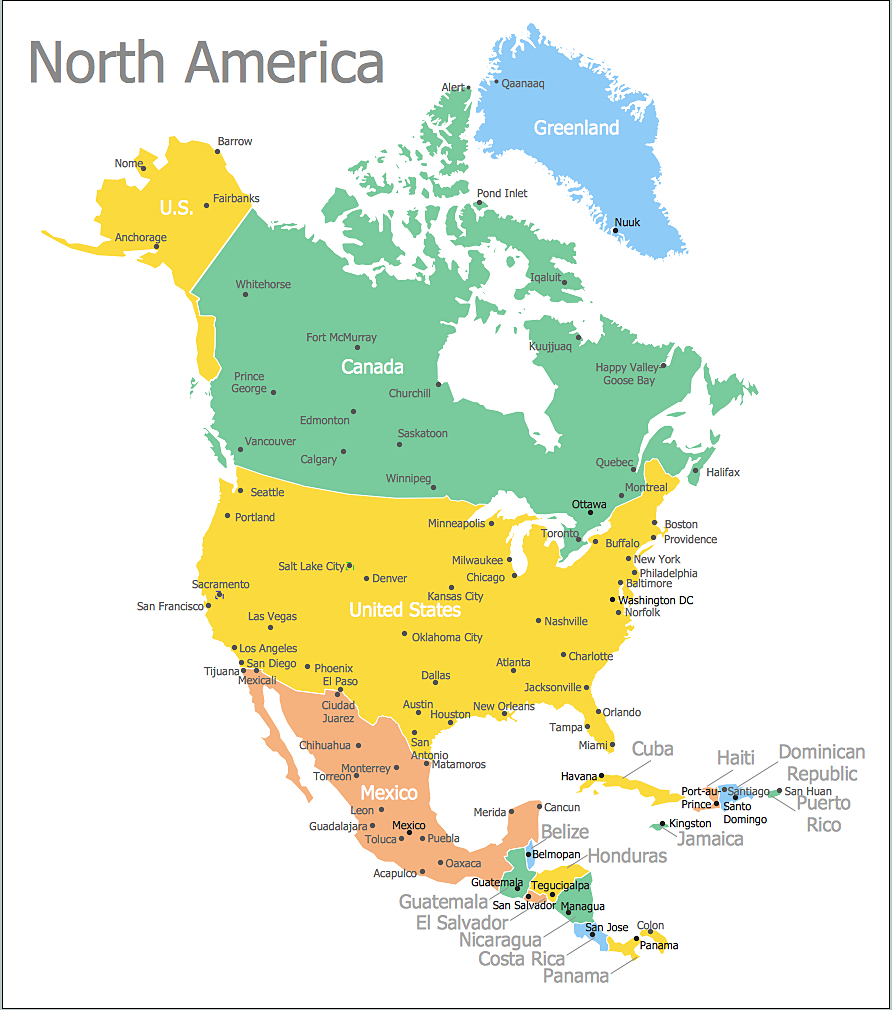 North America Map With Capitals - Template | How To Draw A Map Of inside Map of North America Printable
