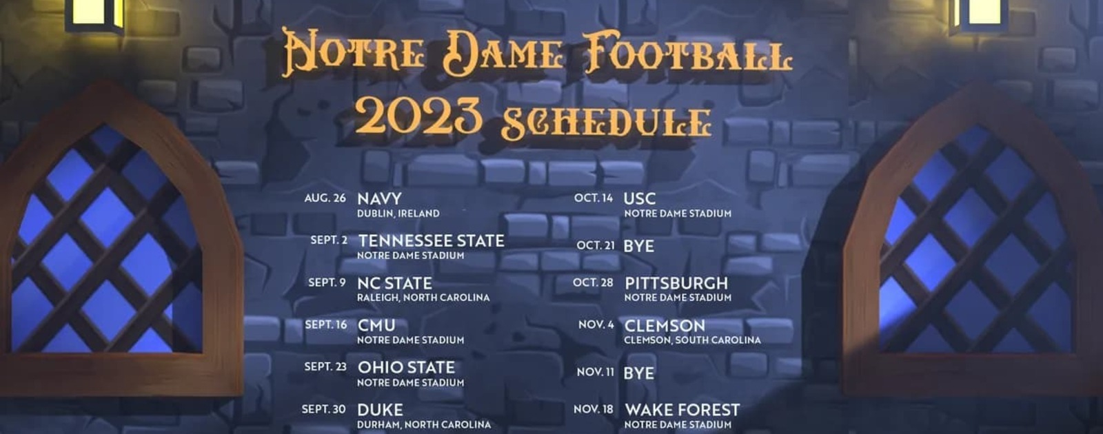 Notre Dame Announces 2023 Football Schedule | Stories | Giving To in Notre Dame Football Schedule Printable