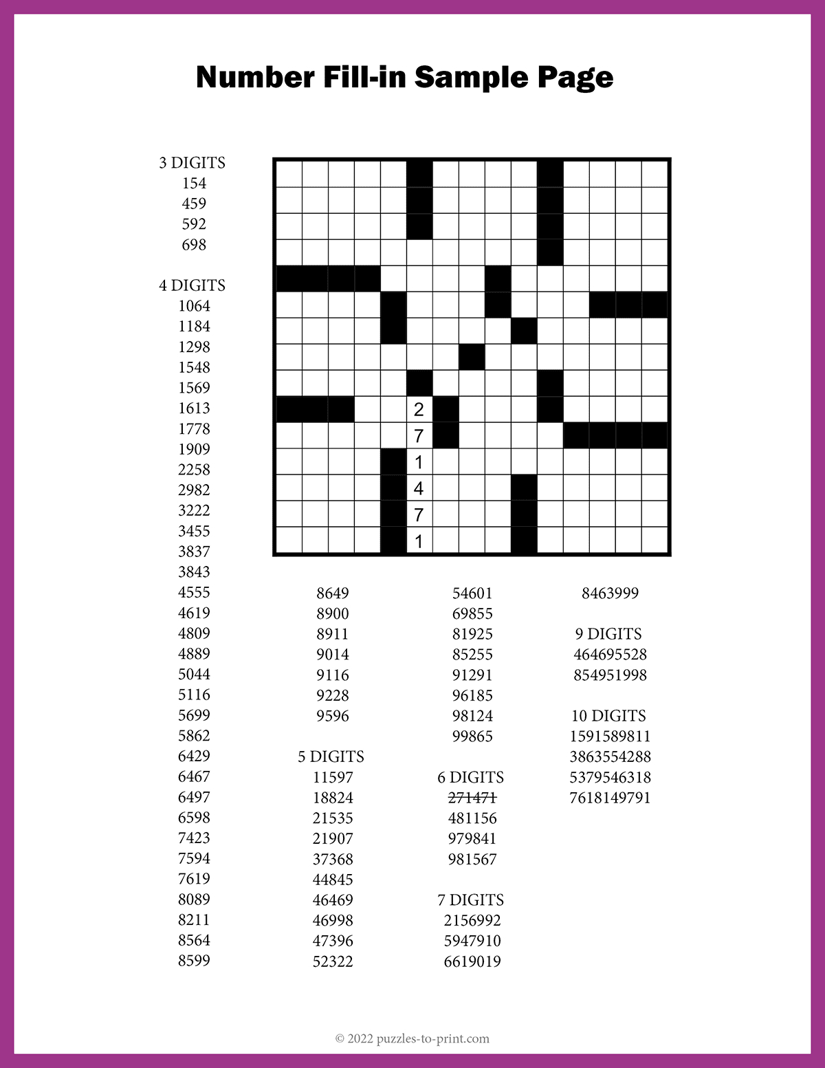 Number Fill In Puzzles throughout Printable Number Fill in Puzzles