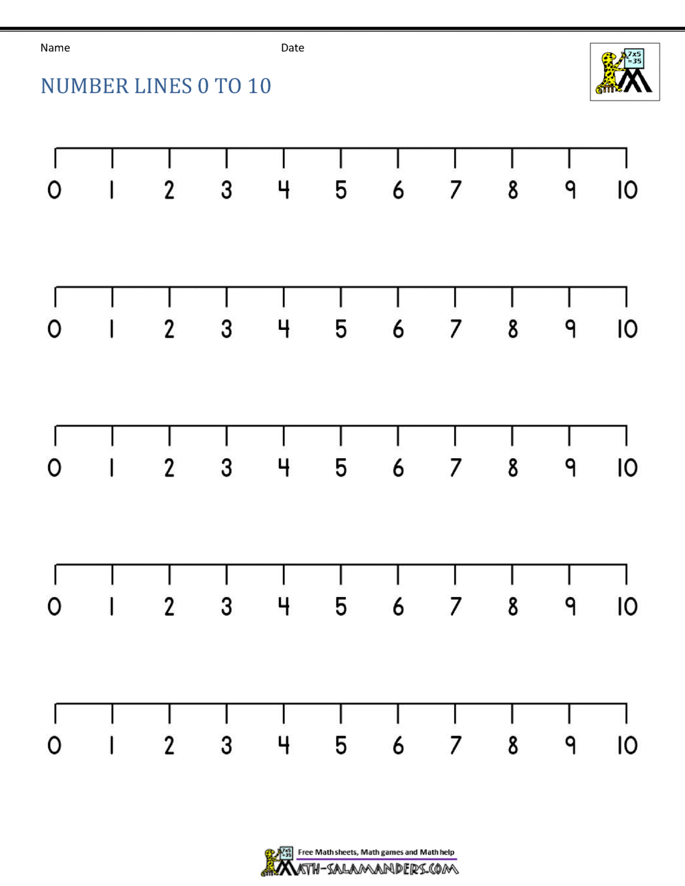 Number Line 0 To 10 with regard to Printable Number Line 1-10
