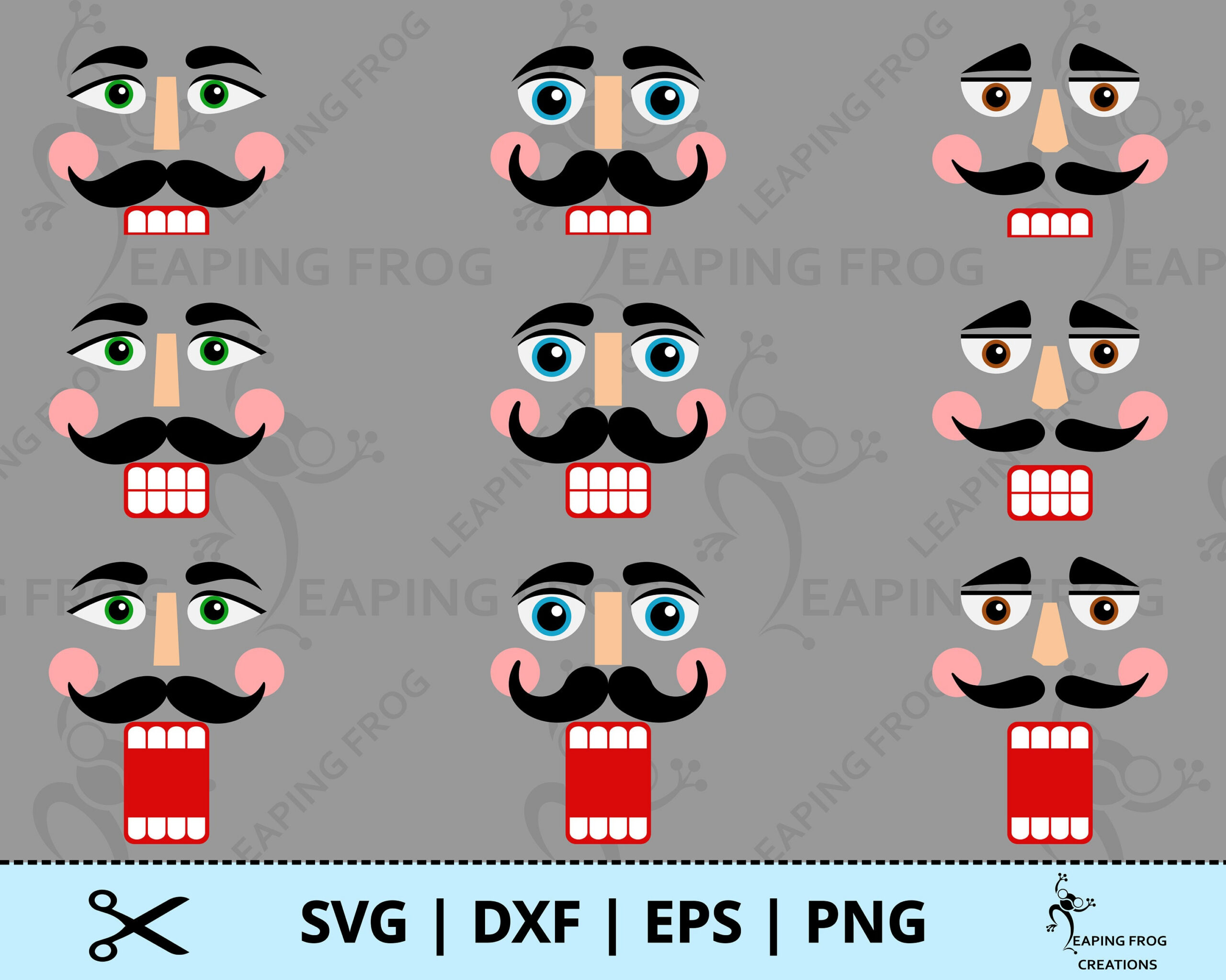 Nutcracker Faces Svg. Png. Cricut Cut Files, Silhouette, Layered for Free Printable Nutcracker Face Template
