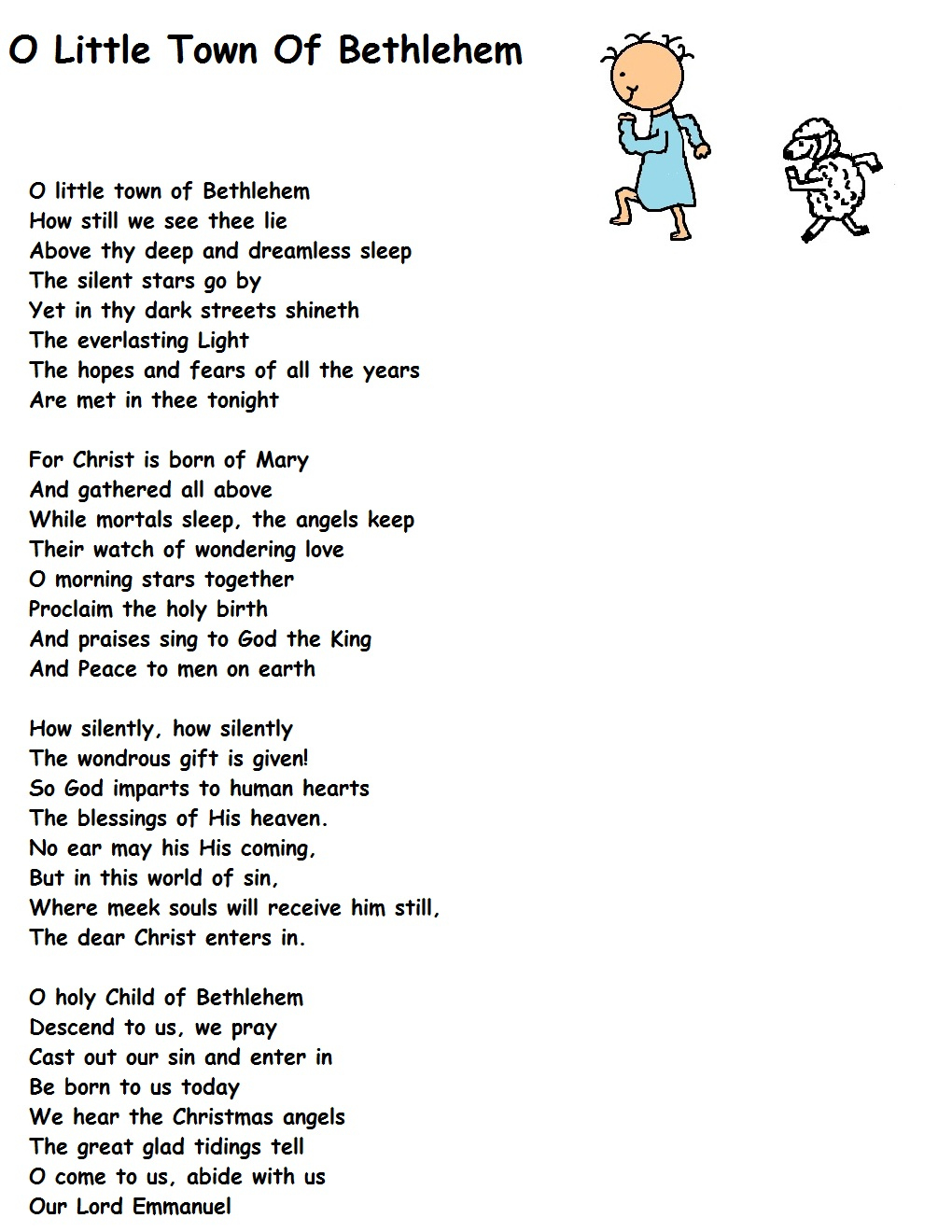 O Little Town Of Bethlehem regarding Printable Lyrics to O Little Town of Bethlehem