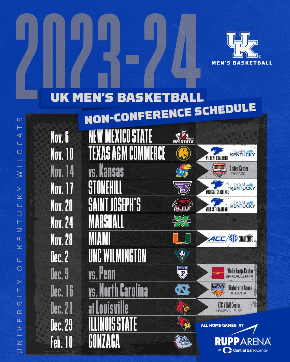 Officially Official. Our 2023-24 Nonconference Schedule ⬇️ throughout Kentucky Wildcats Basketball Printable Schedule