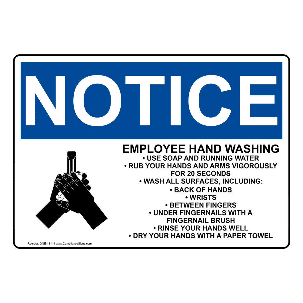 Osha Sign - Notice Employee Hand Washing Sign - Handwashing for Printable Hand Washing Signs For Employees