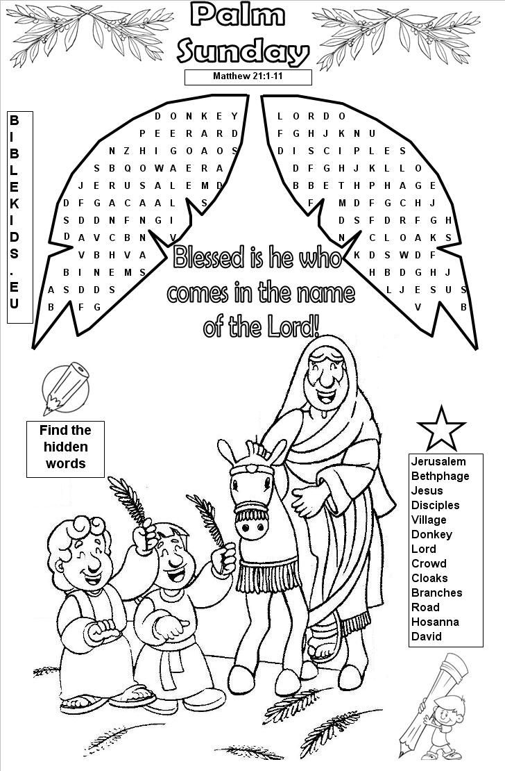 Palm Sunday - Palm Sunday Word Search Puzzle intended for Printable Palm Sunday Activity Sheets