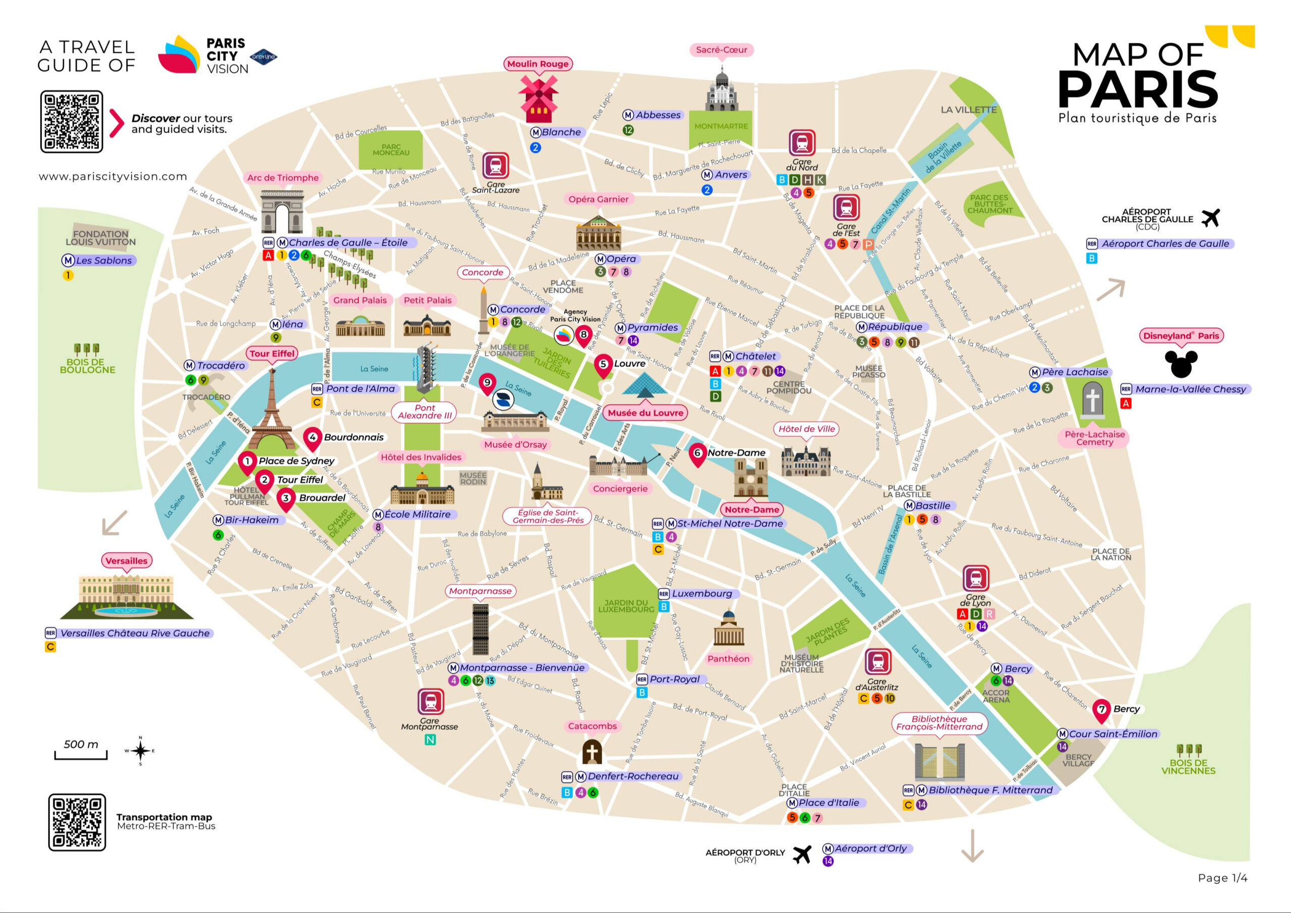 Paris Tourist Map: Downloadable Map - Pariscityvision throughout Paris Map For Tourists Printable