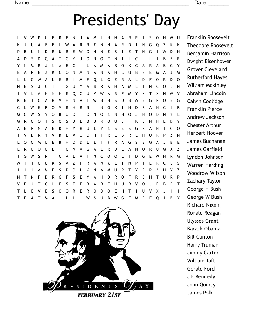 Presidents' Day Word Search - Wordmint with regard to Presidents Day Word Search Printable