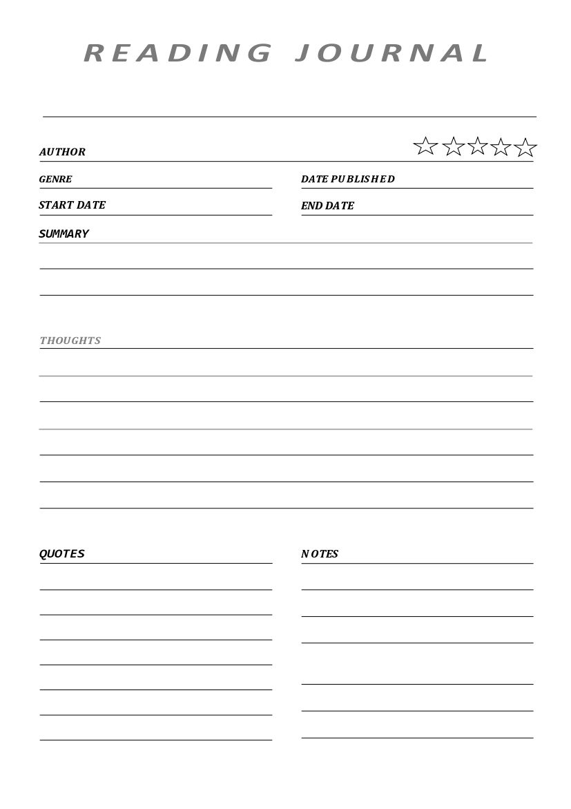 Printable Blank Reading Log Template Pdf | Reading Tracker inside Free Printable Reading Log with Summary