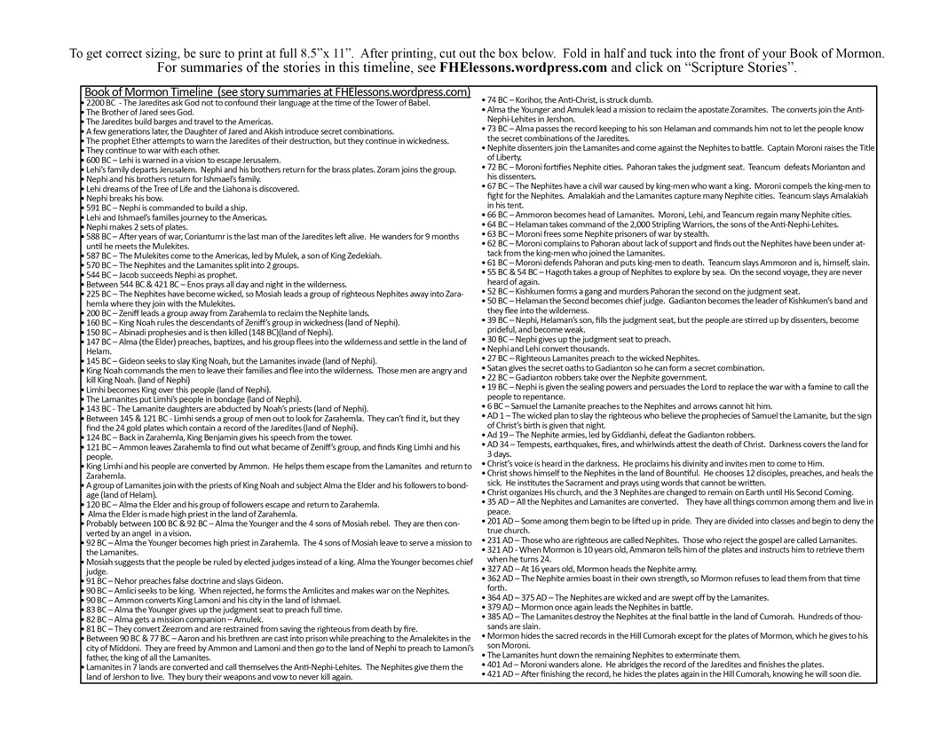 Printable Book Of Mormon Timeline! | Family Home Evening Lessons pertaining to Printable Book of Mormon Timeline