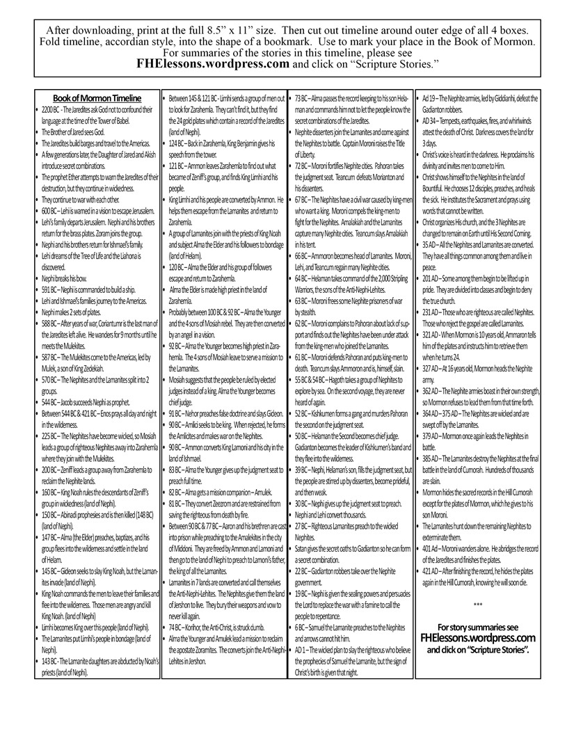 Printable Book Of Mormon Timeline! | Family Home Evening Lessons throughout Printable Book of Mormon Timeline