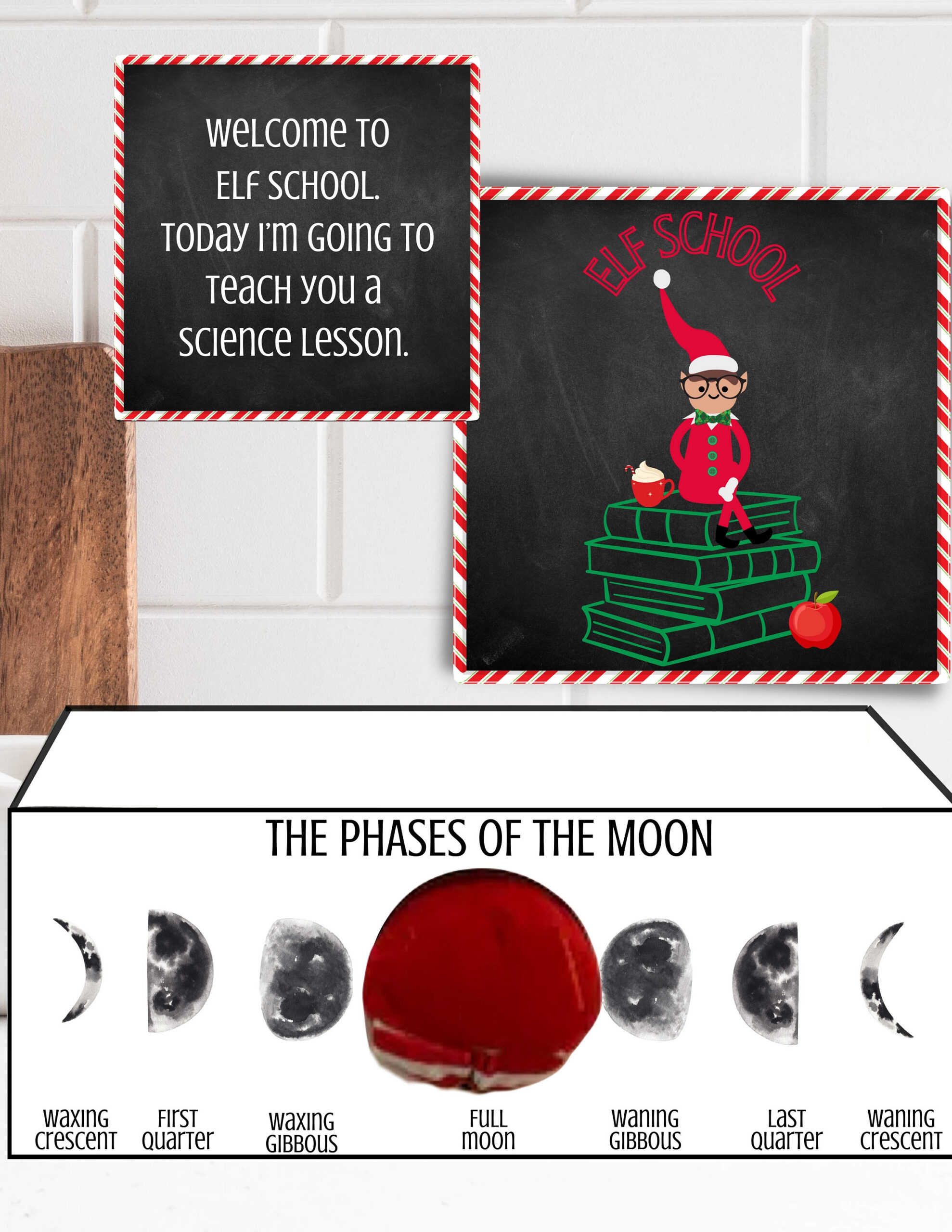 Printable Elf Moon Phases Props, Elf Moon Phases Scene, Elf School regarding Phases Of The Moon Elf Printable