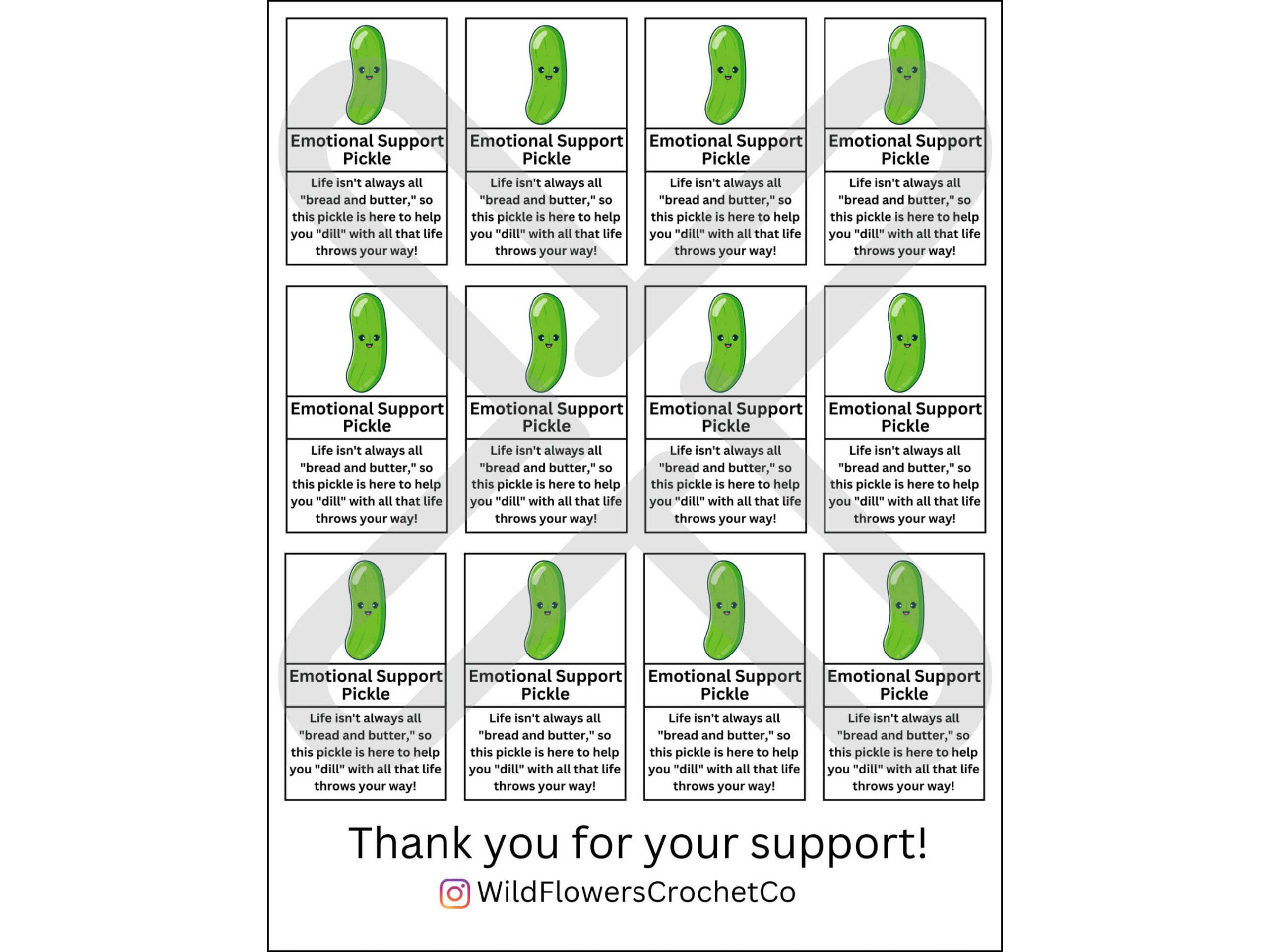 Printable Emotional Support Pickle Tags, Mini Pickle Pattern with regard to Emotional Support Pickle Tag Free Printable