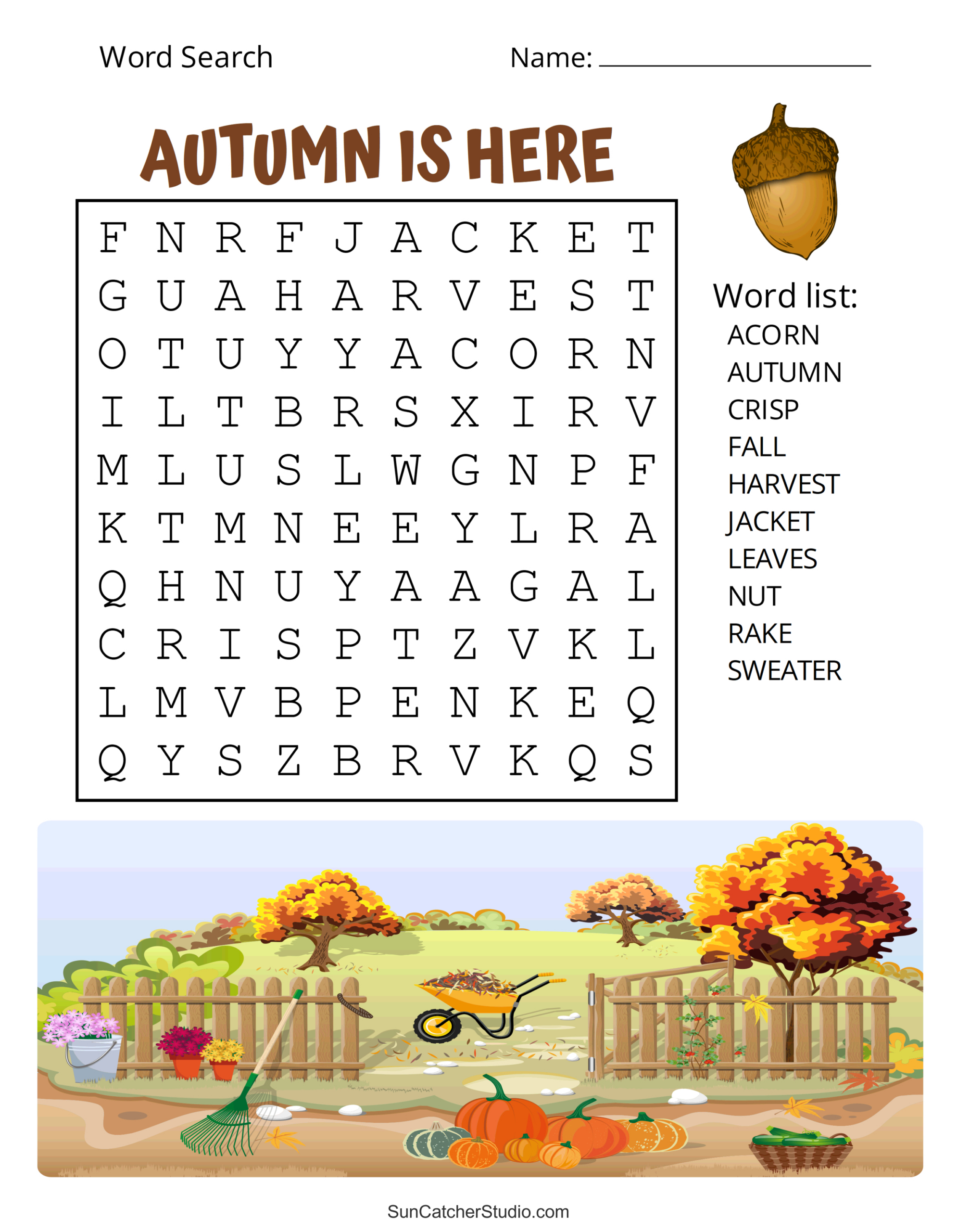 Printable Fall Word Search Puzzles (Autumn Word Search) – Free throughout Fall Word Search Printable