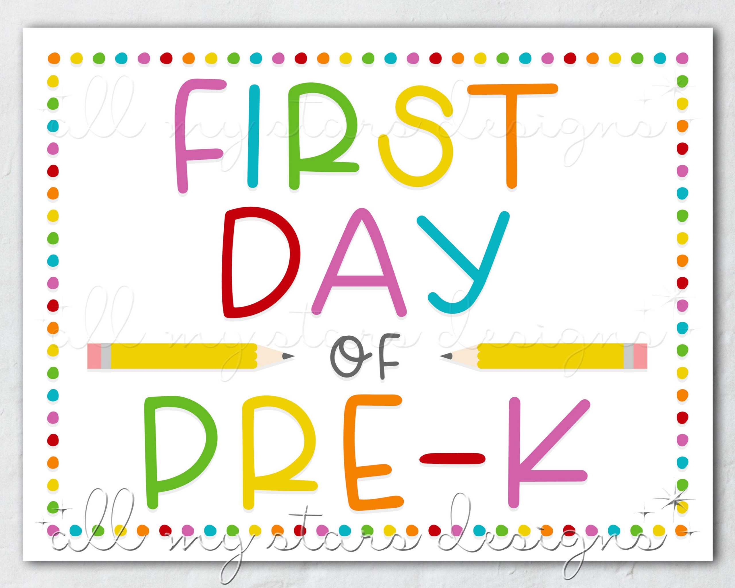 Printable First Day Of Pre-K Sign | Instant Download | Colorful in First Day of Prek Printable
