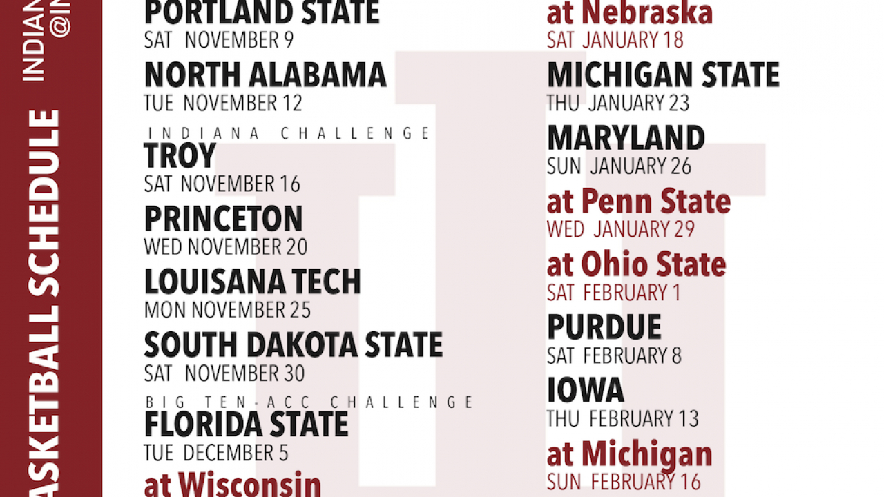 Printable Indiana Basketball 2019-2020 Schedule (Free) inside Iu Men's Basketball Schedule Printable