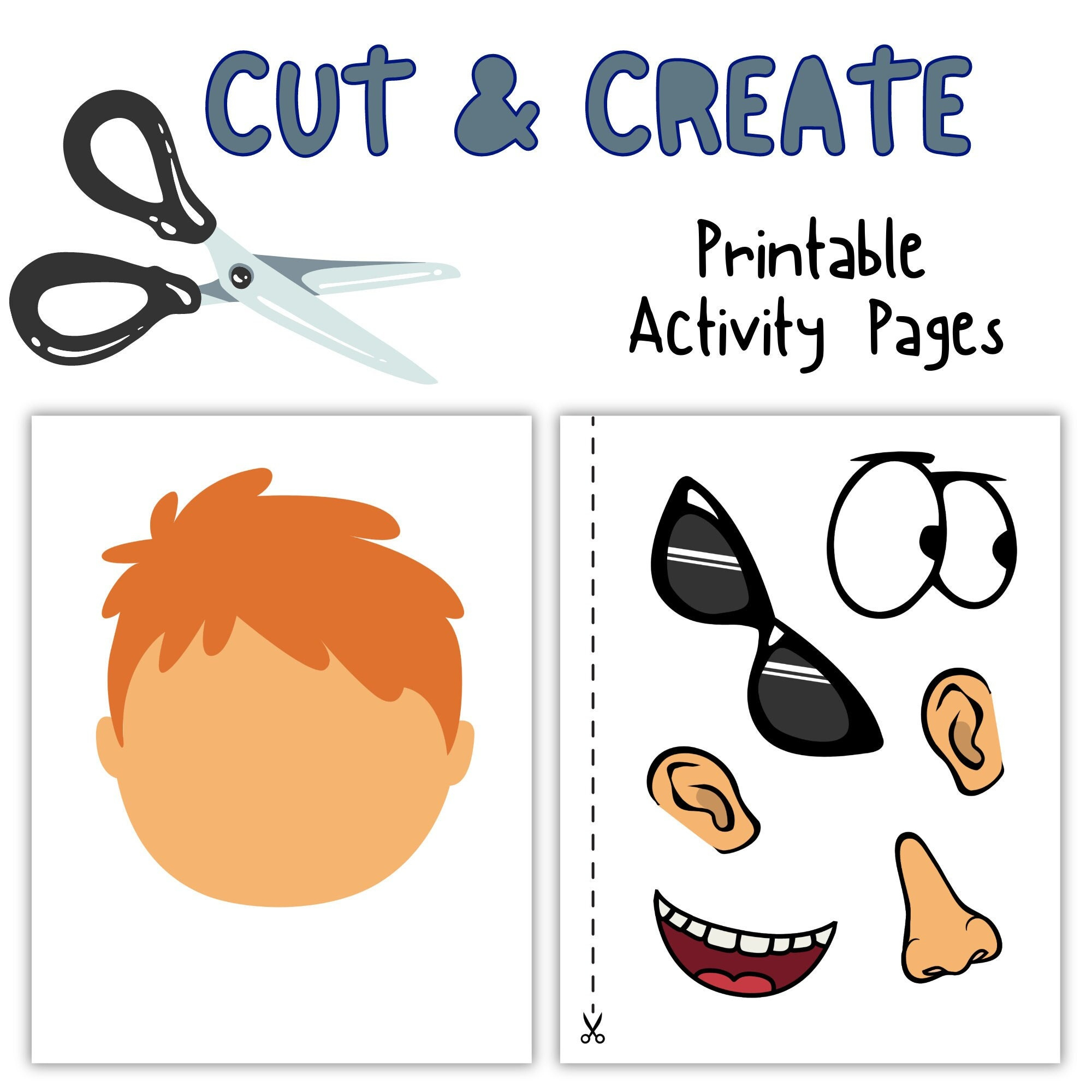 Printable Interactive Fun, Engaging Cut And Paste Boy Face Project regarding Make a Face Activity Printable