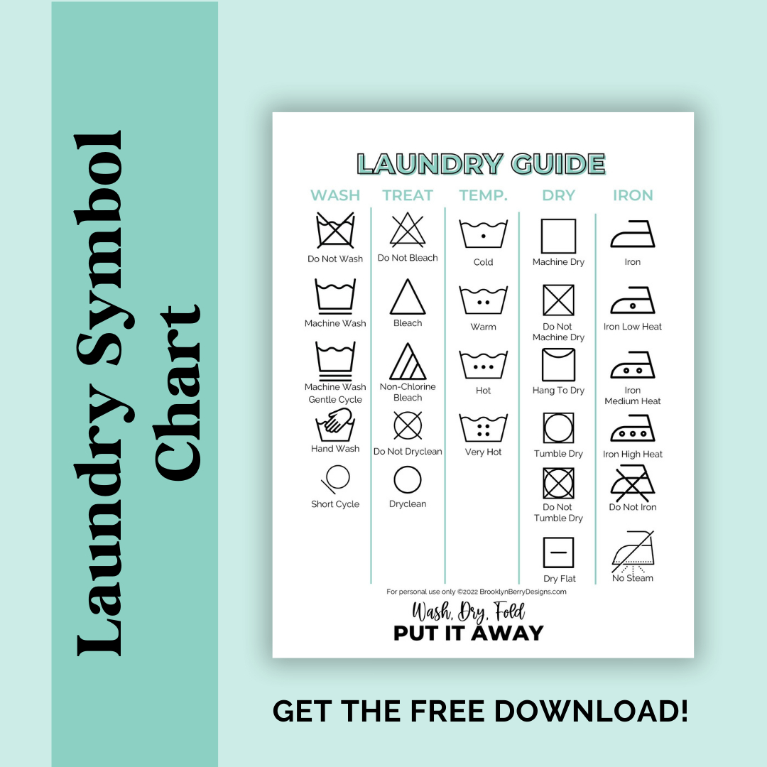 Printable Laundry Symbols Chart - Brooklyn Berry Designs in Free Printable Laundry Symbols Chart