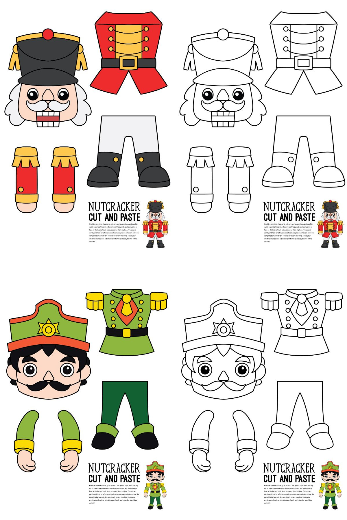 Printable Nut Cracker Cut & Paste Craft regarding Free Printable Nutcracker Face Template