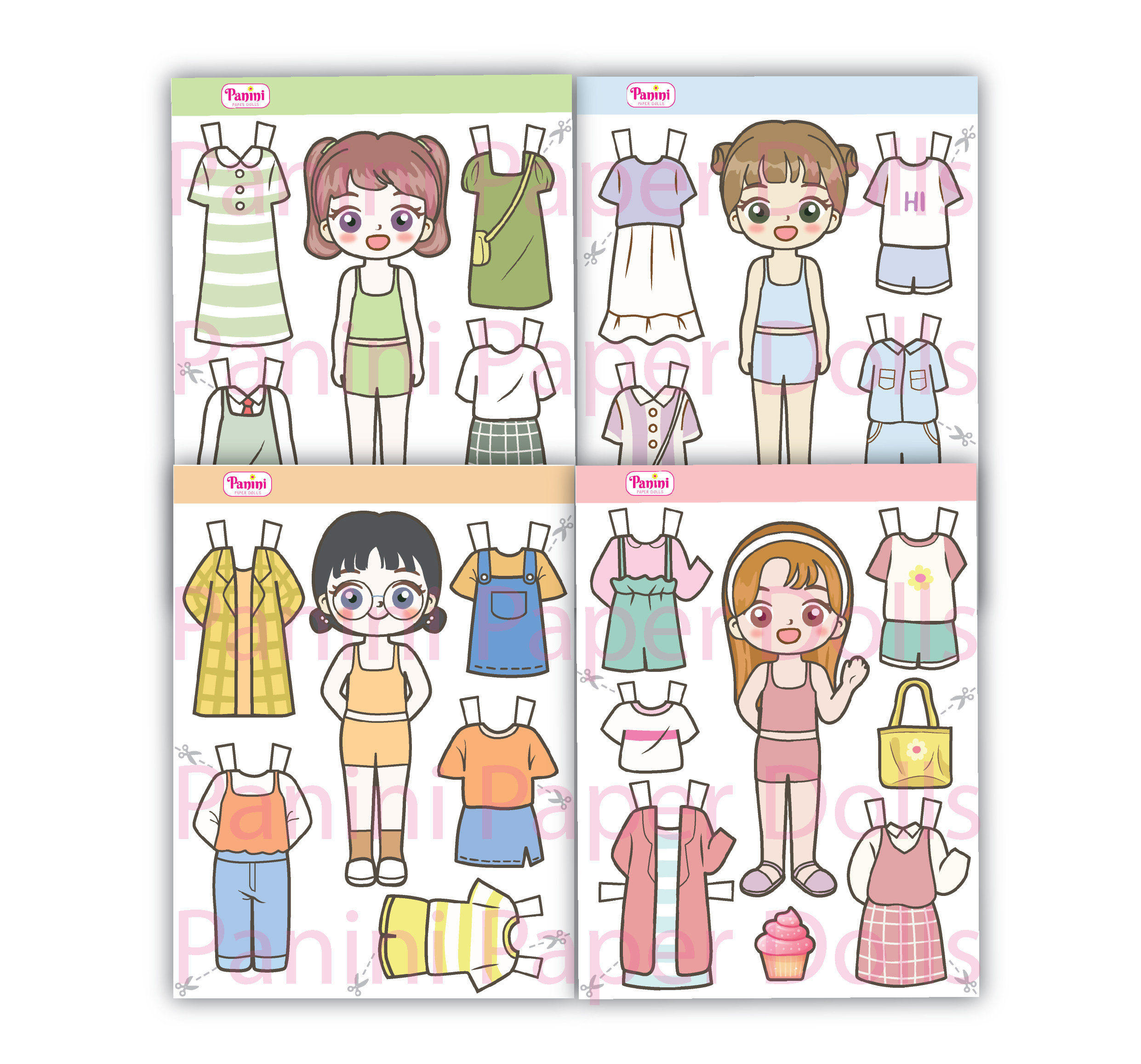 Printable Paper Doll Cute Kawaii Paper Dolls Dress Up Toys Instant regarding Printable Chibi Cute Kawaii Paper Doll