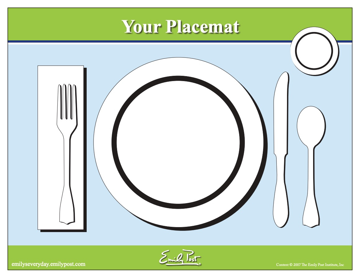 Printable Placemat For Learning How To Set The Table — Emily Post pertaining to Free Printable Table Setting Placemat