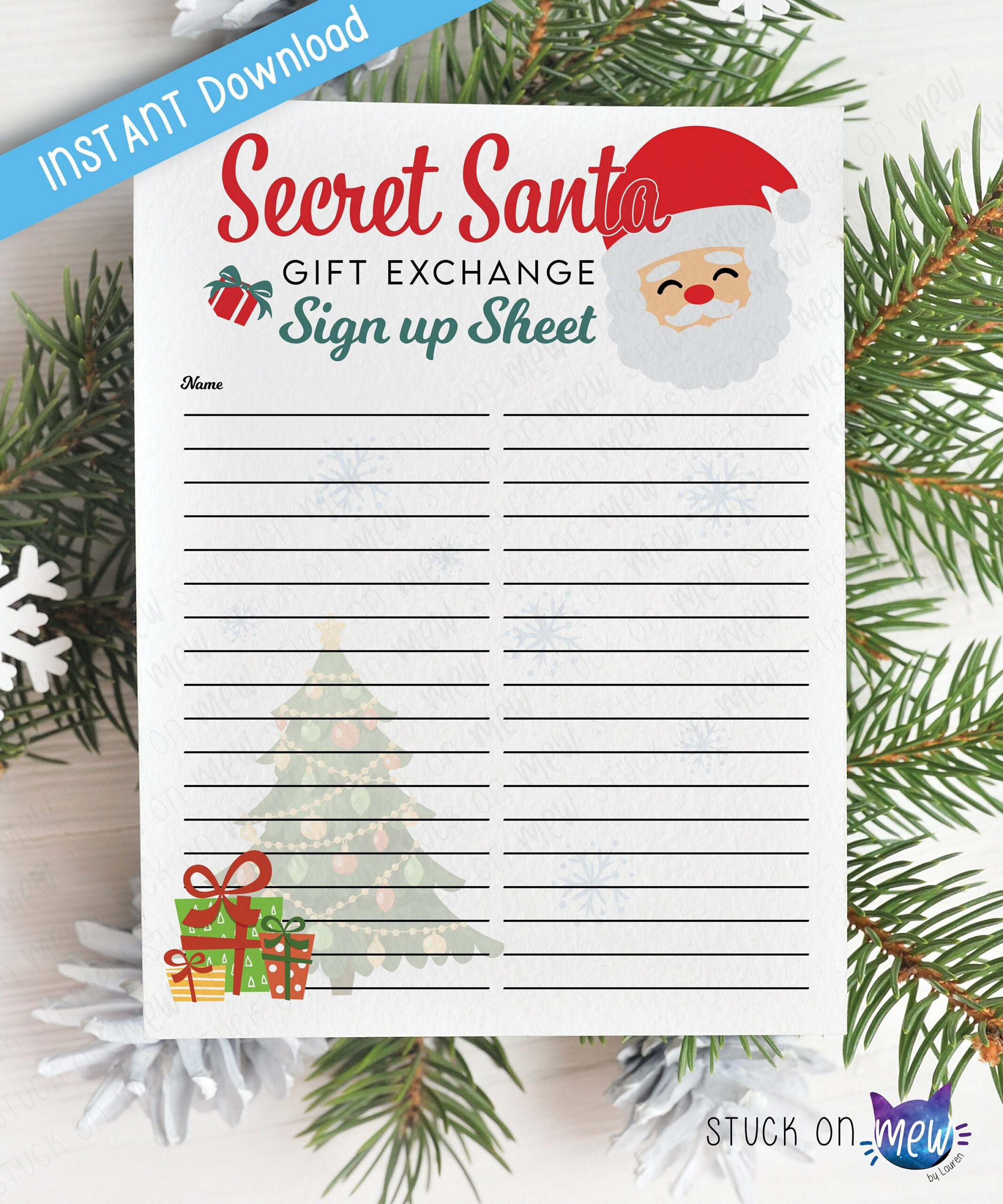 Printable Secret Santa Gift Exchange Sign Up Sheet, Christmas with regard to Secret Santa Printable Sign Up Sheet