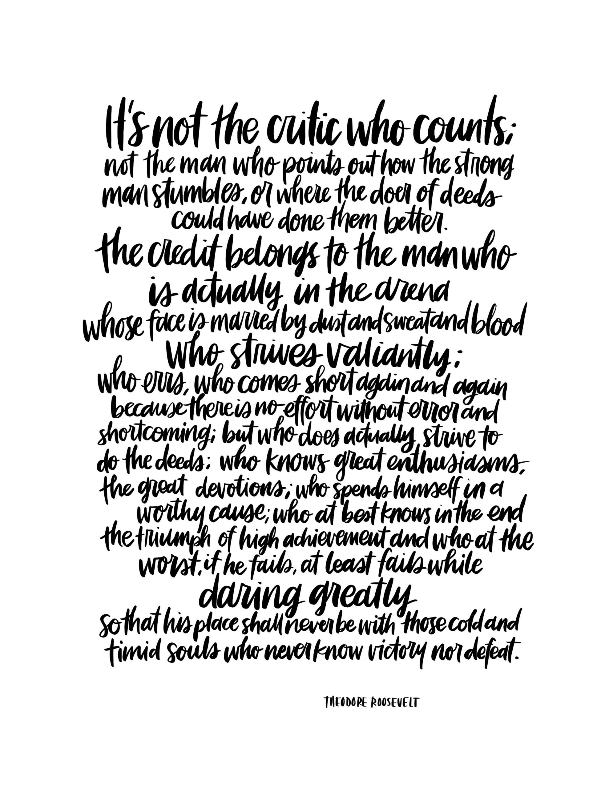 Printable The Man In The Arena Theodore Roosevelt Inspirierendes for The Man In The Arena Printable