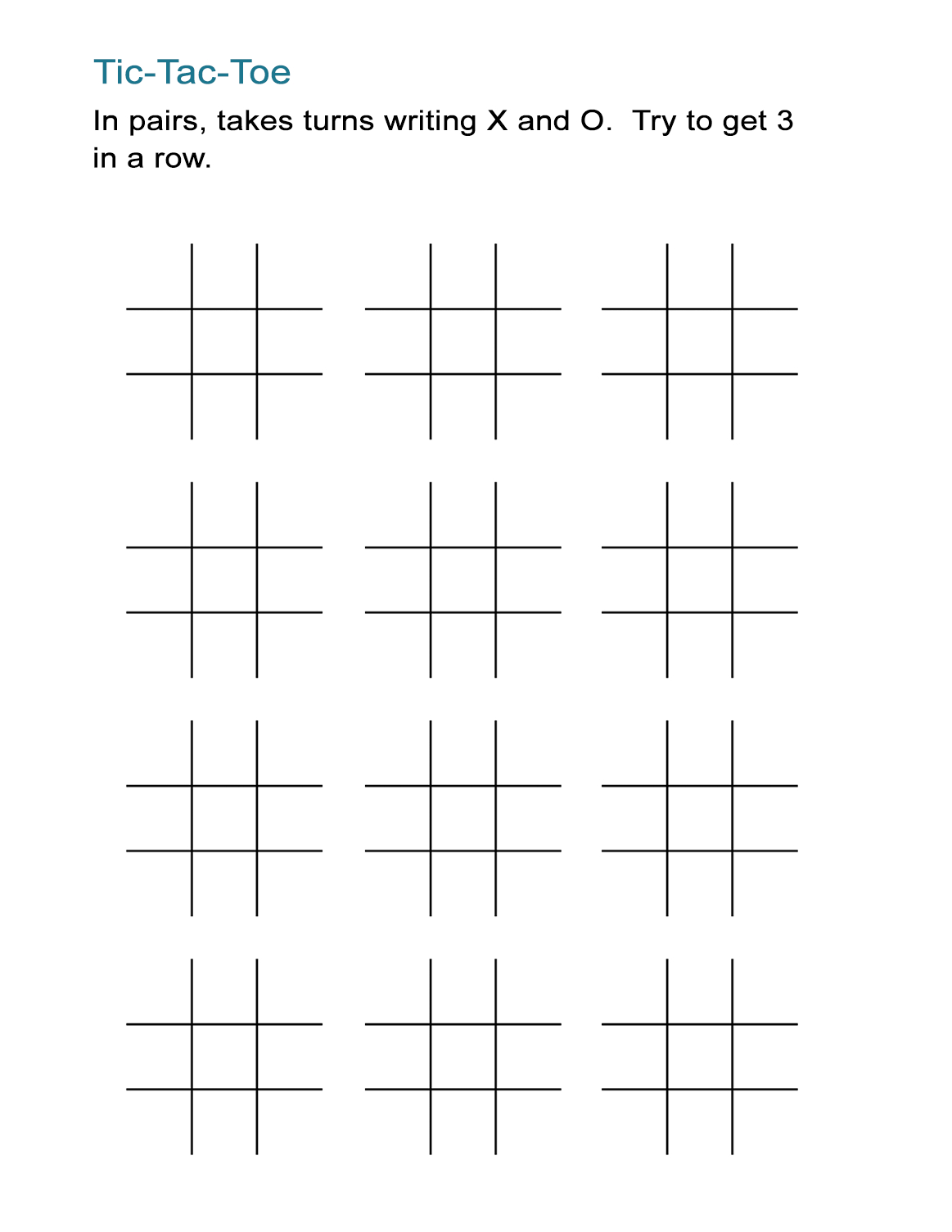 Printable Tic-Tac-Toe Sheets - All Esl with Free Printable Tic Tac Toe Games