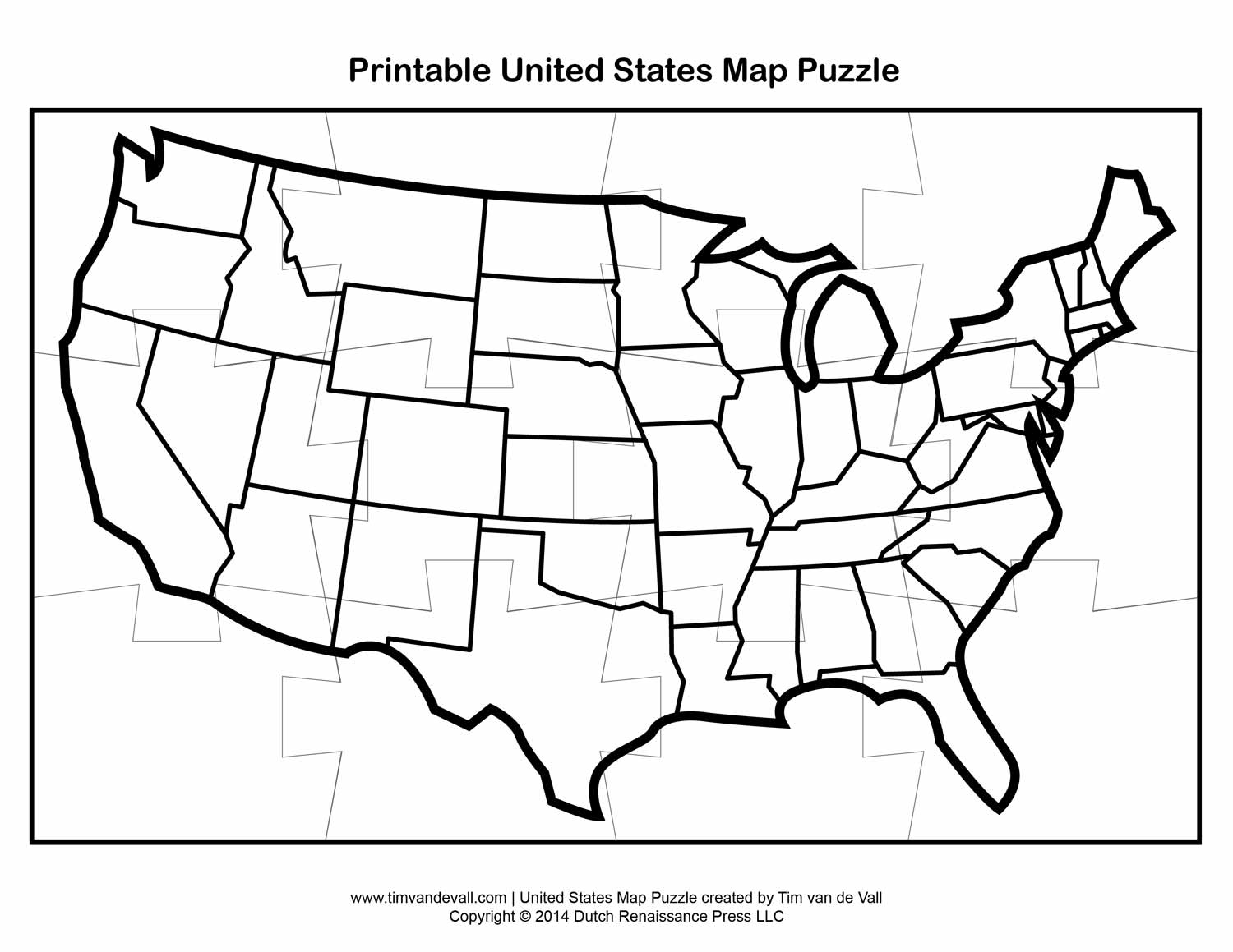 Printable United States Map Puzzle For Kids | Make Your Own Puzzle with Printable Map of United States Blank