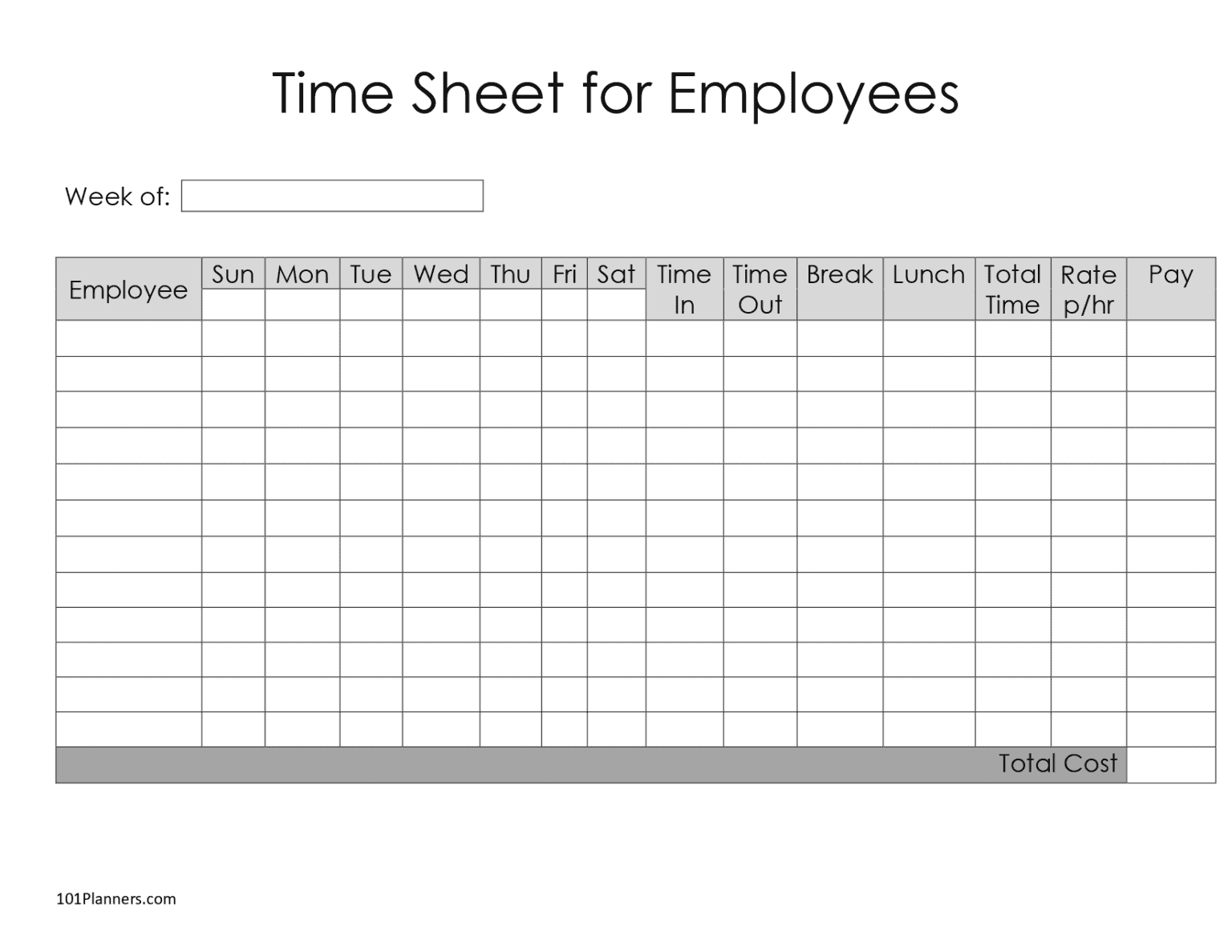 Printable Weekly Time Sheets Free - Printable Party Favors throughout Downloadable Free Printable Weekly Timesheet Template