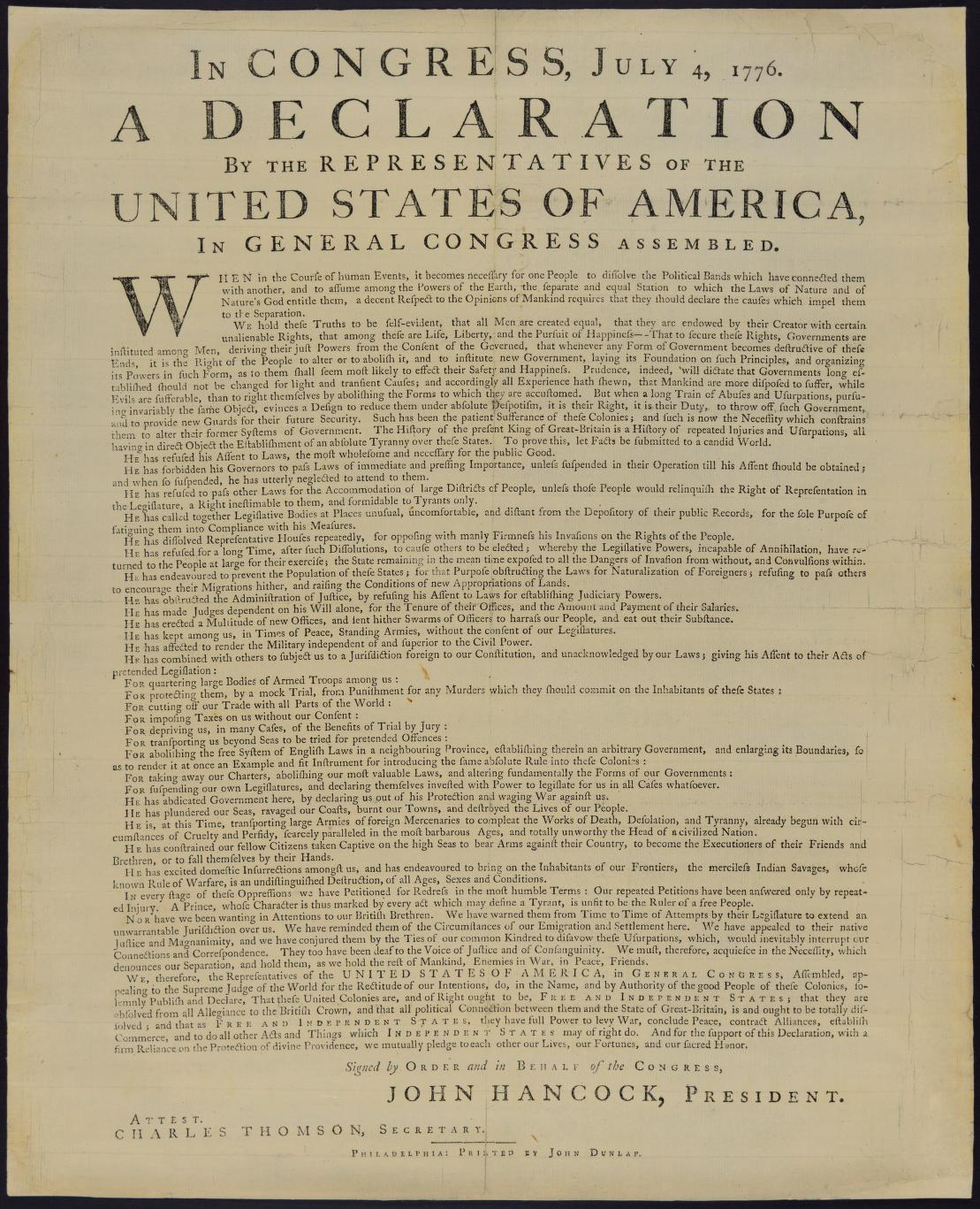 Printing The Declaration Of Independence | Bibliomania with Printable Declaration Of Independence