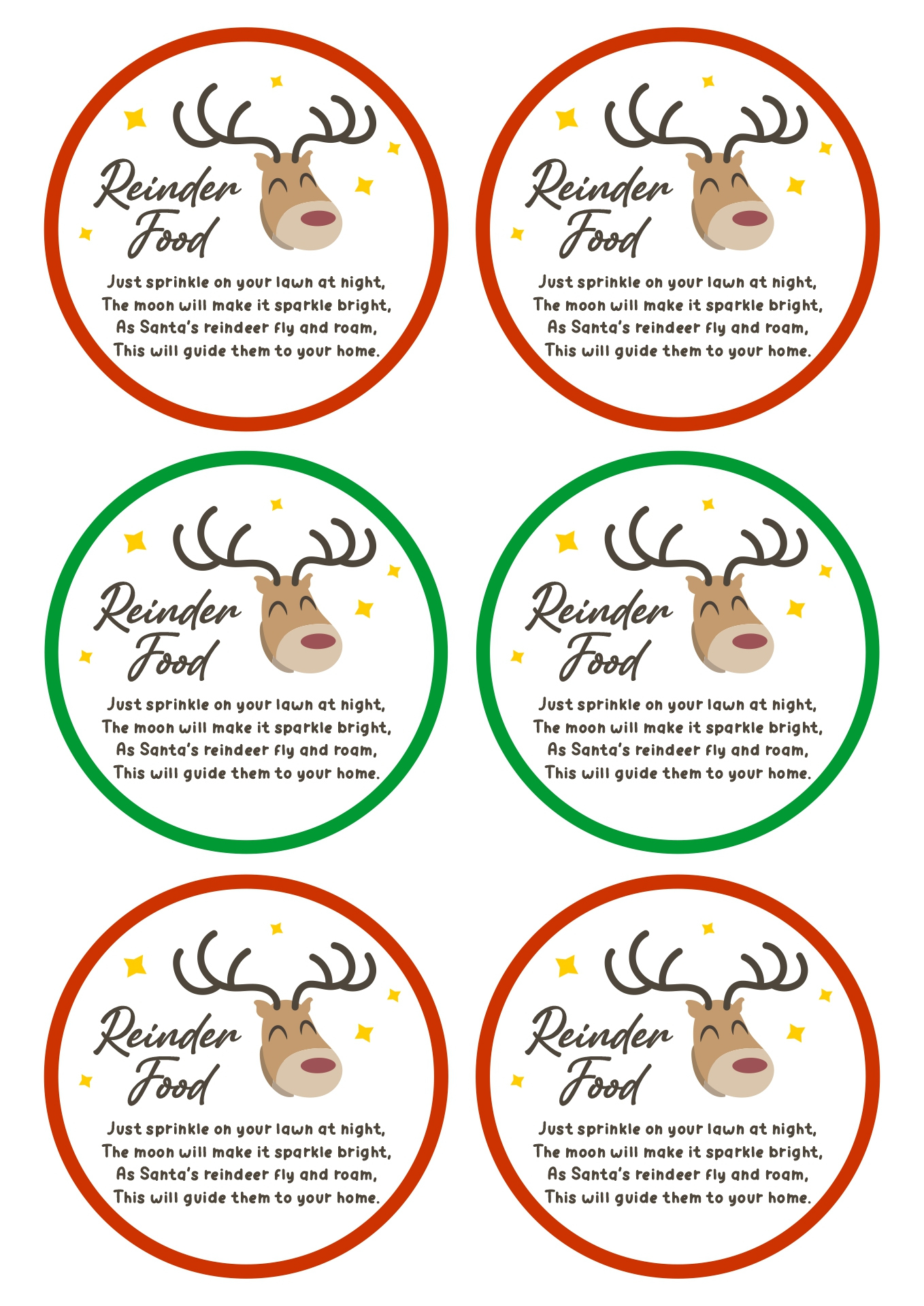 Reindeer Food Tags Free Printable within Reindeer Food Printable Tags Free