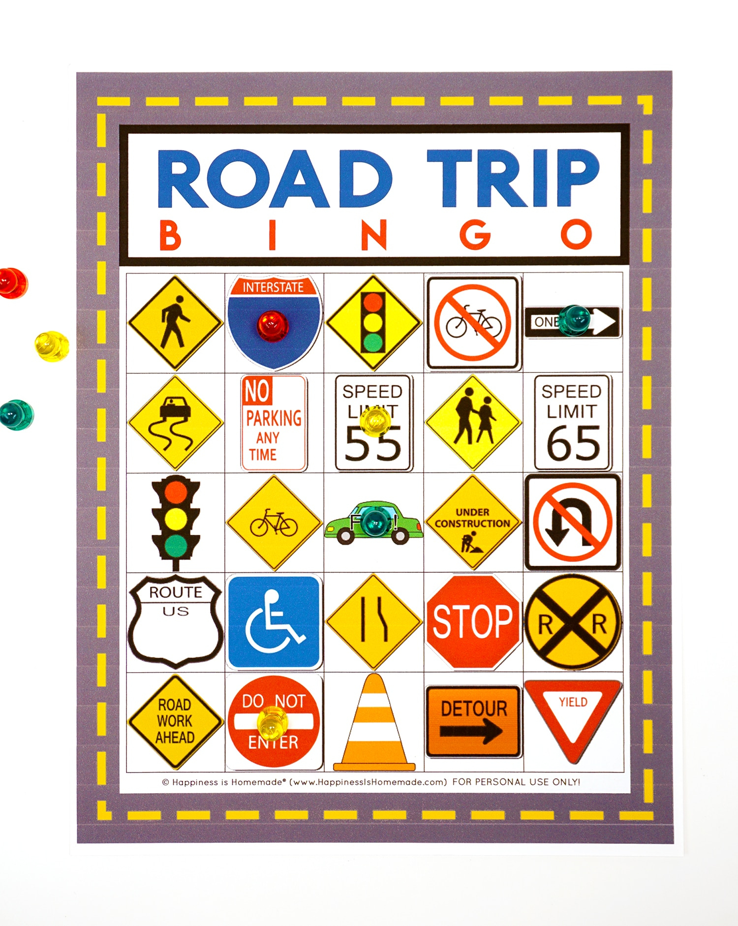 Road Trip Bingo Game - Free Printable - Happiness Is Homemade for Printable Road Trip Games Free