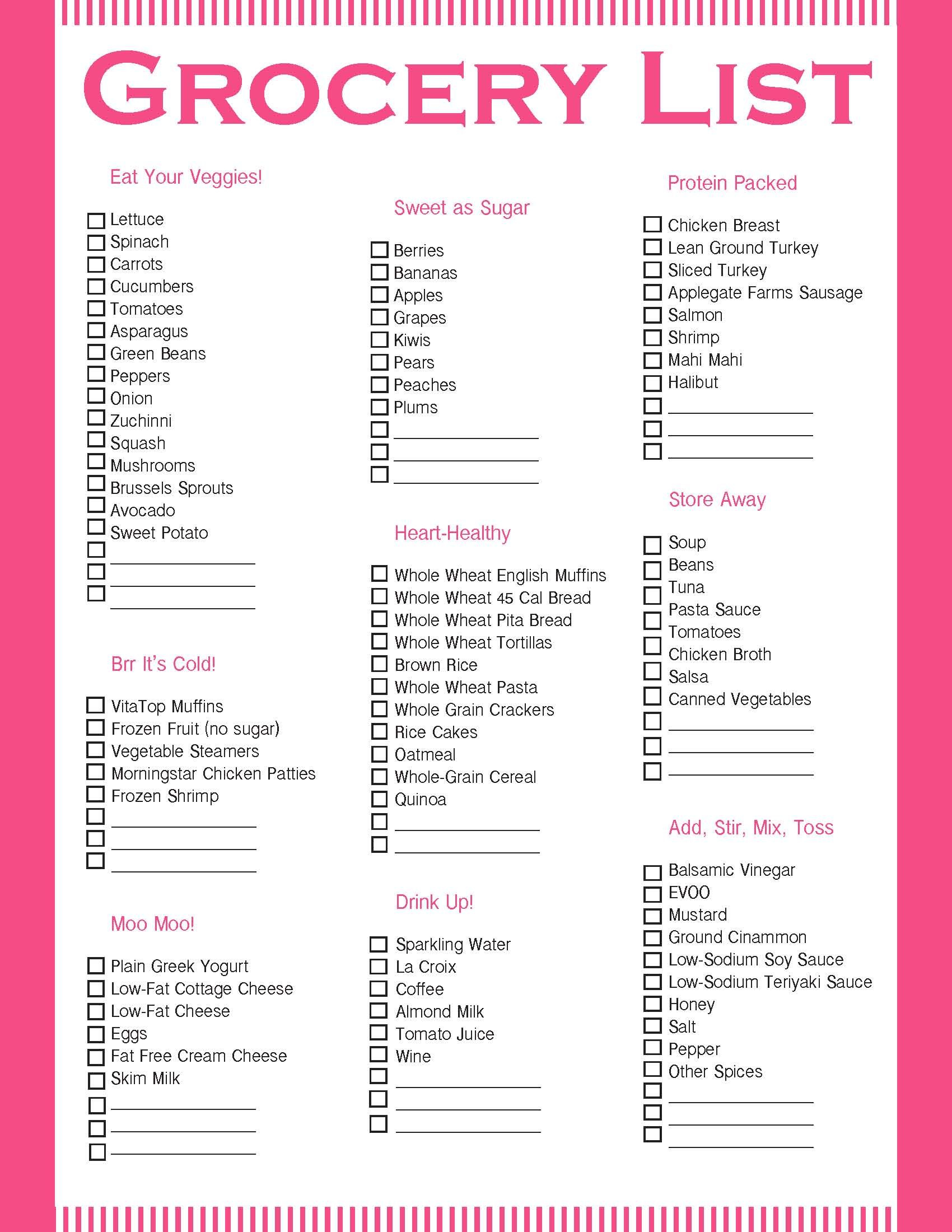 Simple Grocery Lists - 6 Free Pdf Printables | Printablee for Printable Healthy Grocery Shopping List