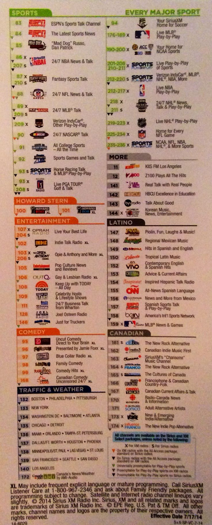 Sirius Xm Satellite Radio Channel Lineup Siriusxm in Sirius Xm Channel Lineup Printable