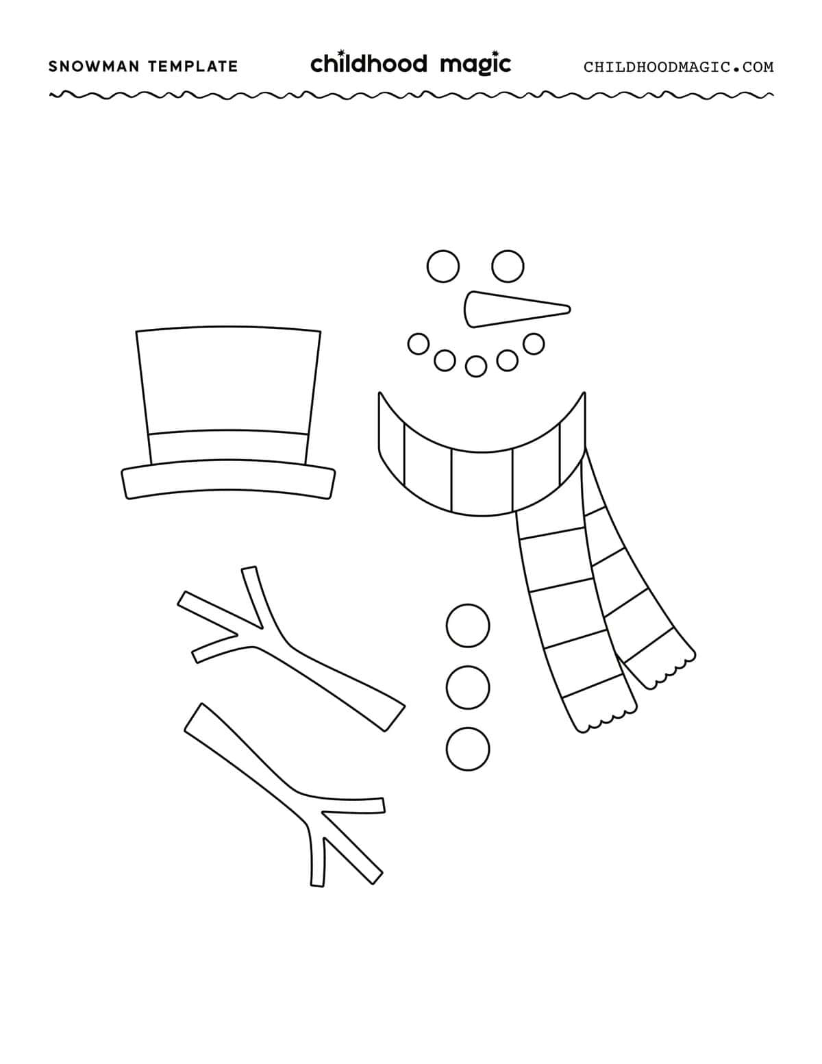 Snowman Template- Free Printable - Childhood Magic pertaining to Parts Of A Snowman Printable