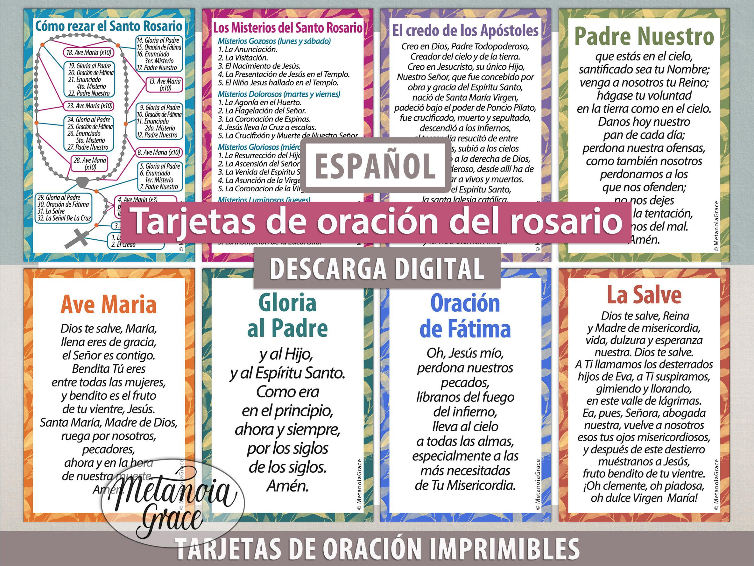 Spanish Rosary Guide, Printable Cards, How To Pray The Rosary inside Printable Rosary Prayer in Spanish