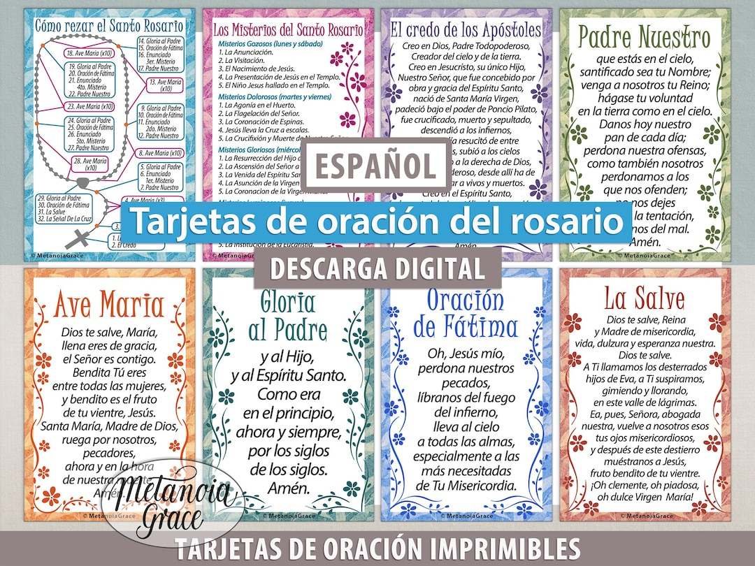Spanish Rosary Printable Prayer Cards, How To Pray The Rosary within Printable Rosary Prayer In Spanish