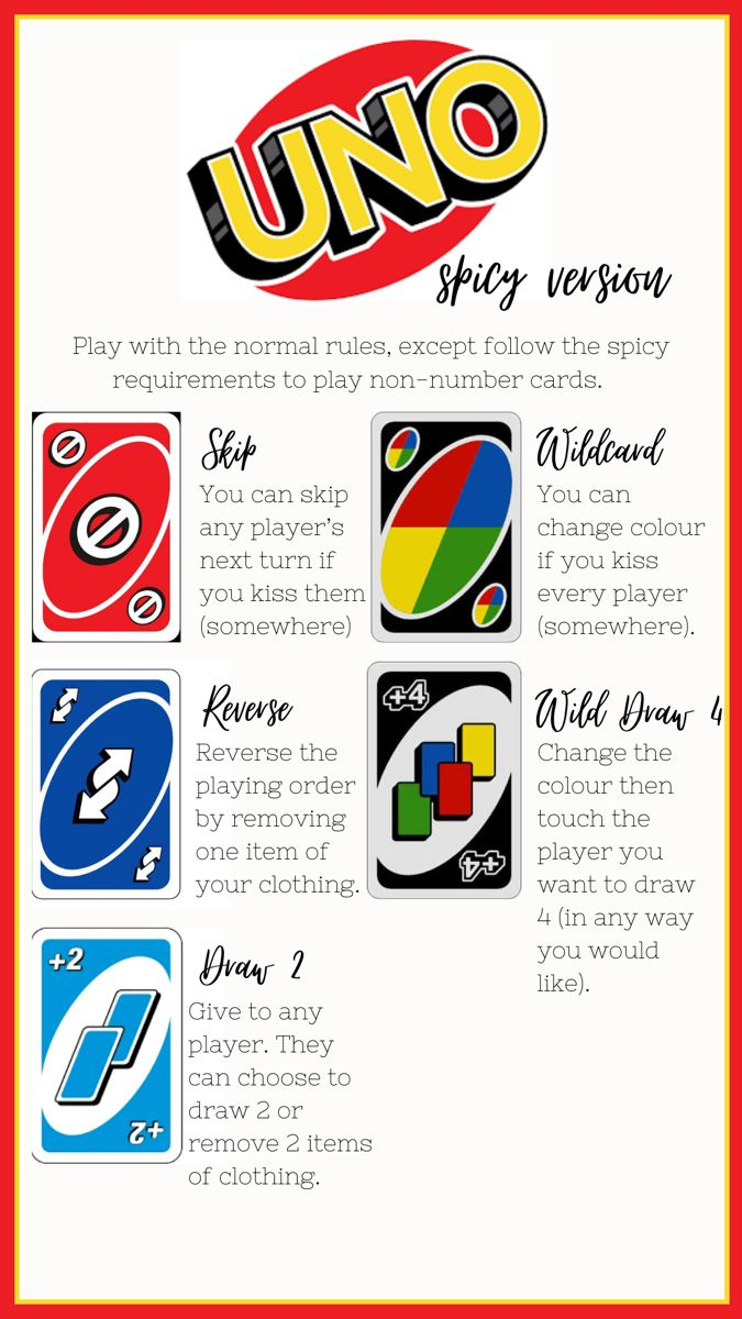 Spicy Uno with Uno Card Game Rules Printable