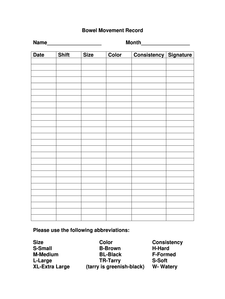 Stool Monitoring Chart: Fill Out & Sign Online | Dochub for Free Printable Bowel Movement Chart