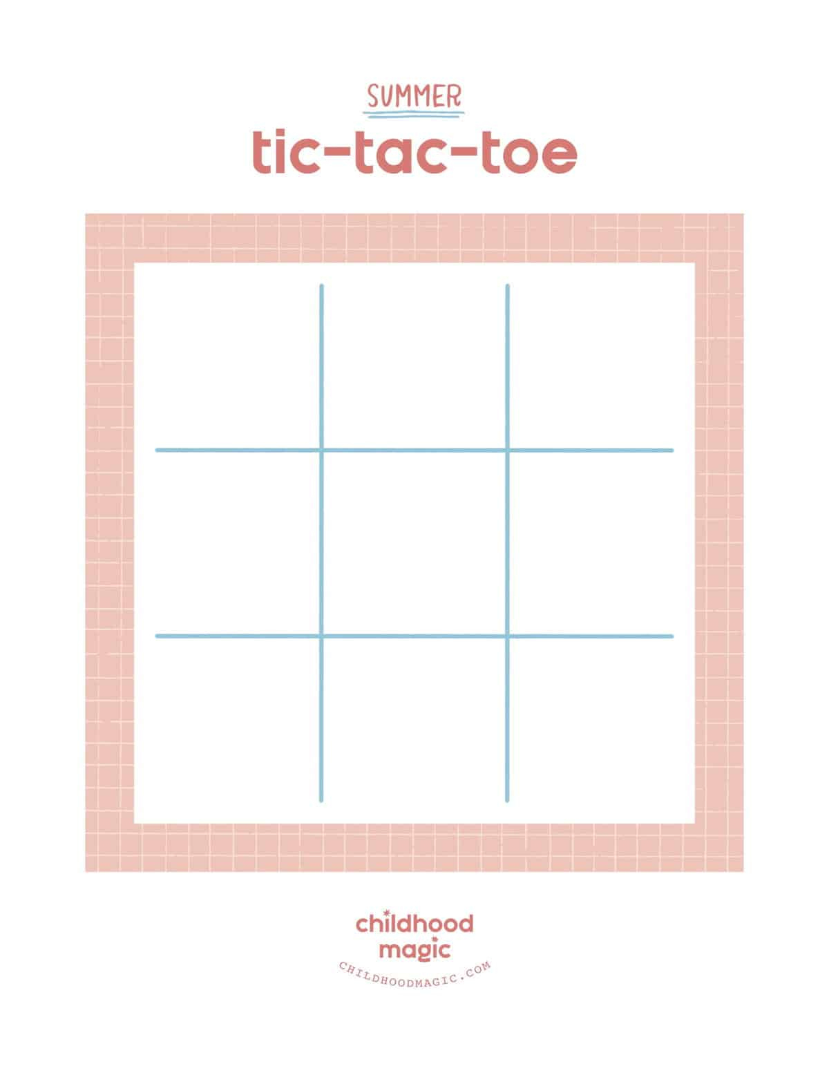 Summer Tic-Tac-Toe - Childhood Magic for Tic Tac Toe Game Board Printable
