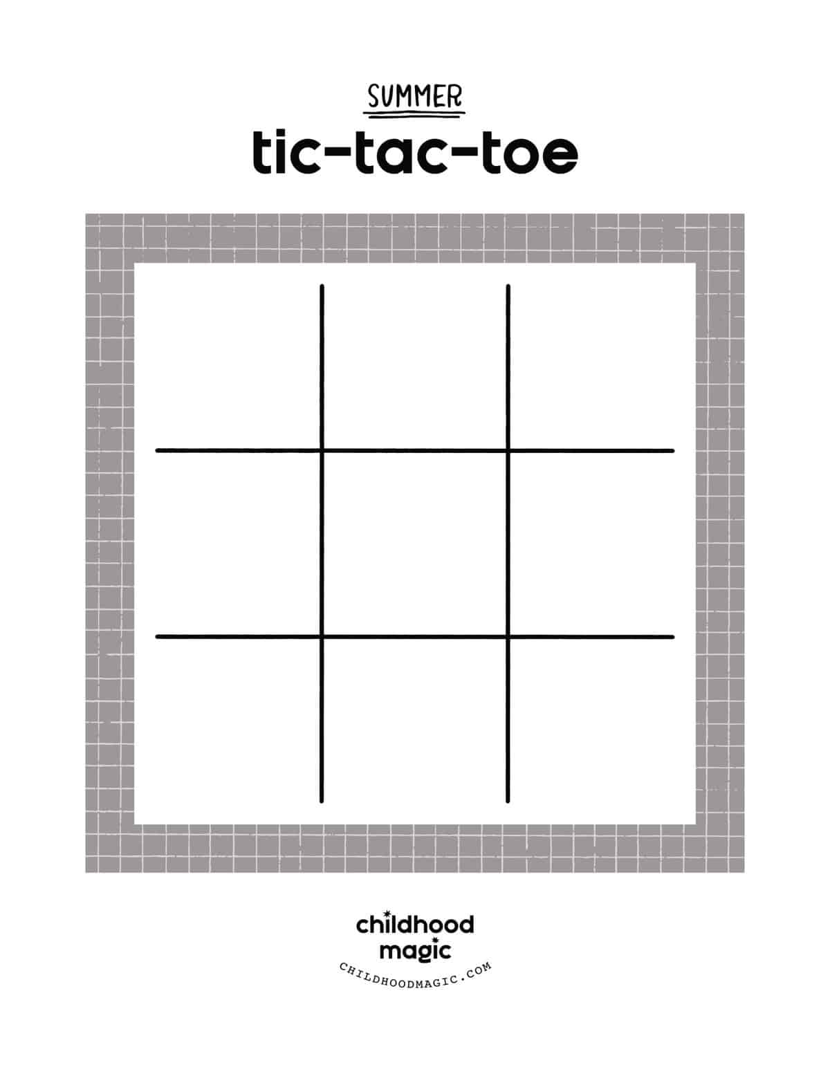 Summer Tic-Tac-Toe - Childhood Magic within Tic Tac Toe Game Board Printable