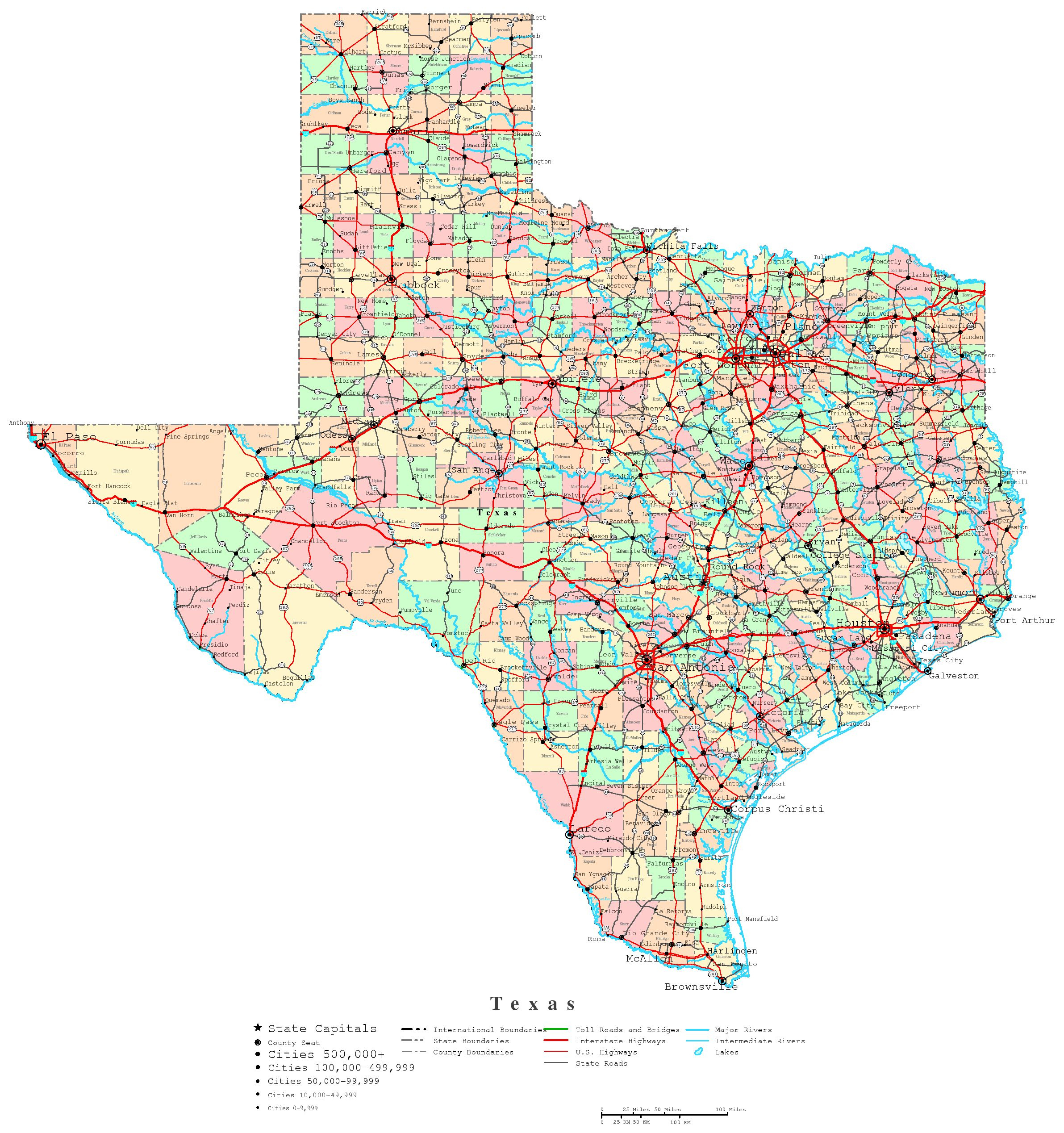 Texas Printable Map intended for Free Printable Map of Texas