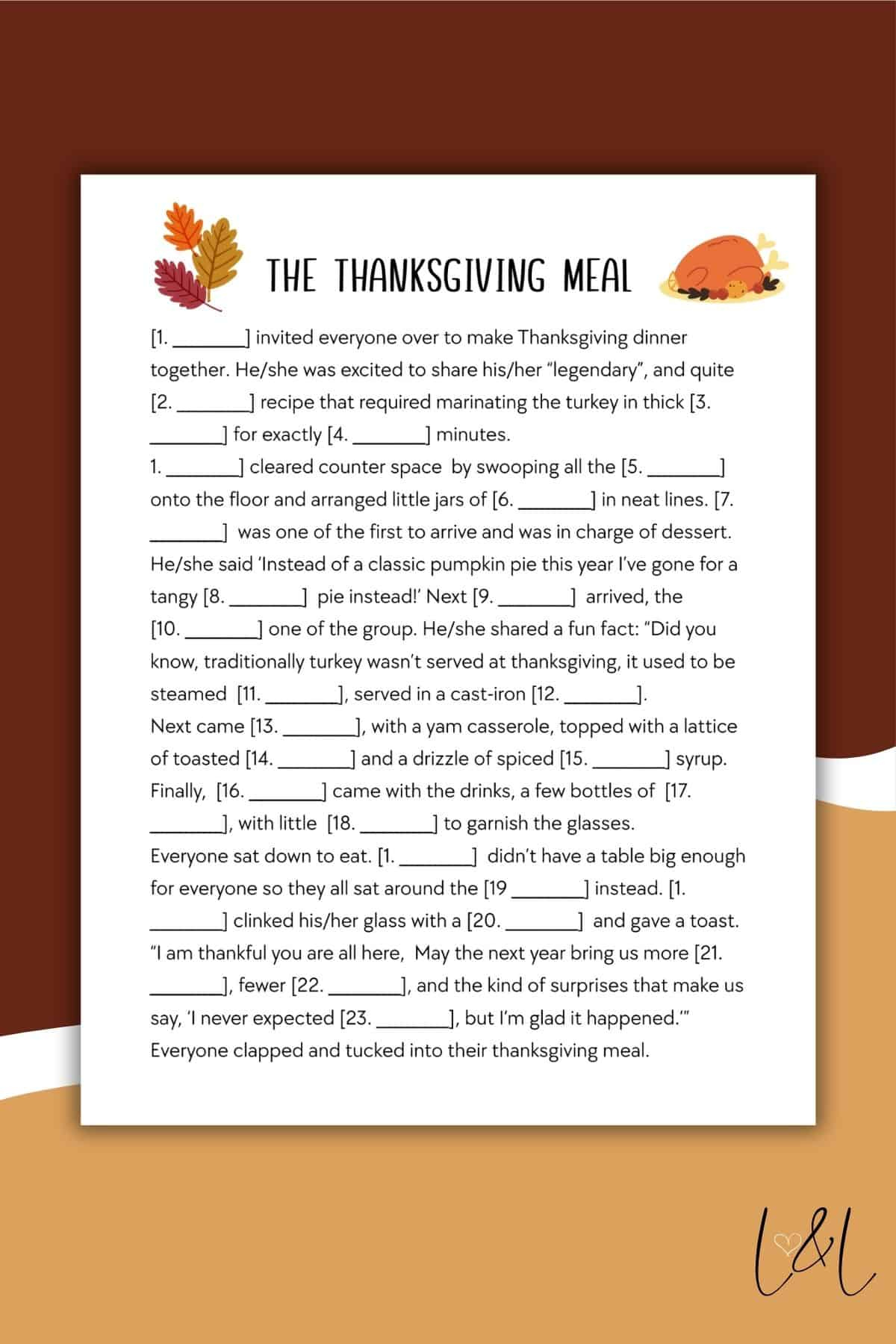Thanksgiving Mad Libs Style Free Printable - Love & Laugh Games with Free Printable Mad Libs For Thanksgiving