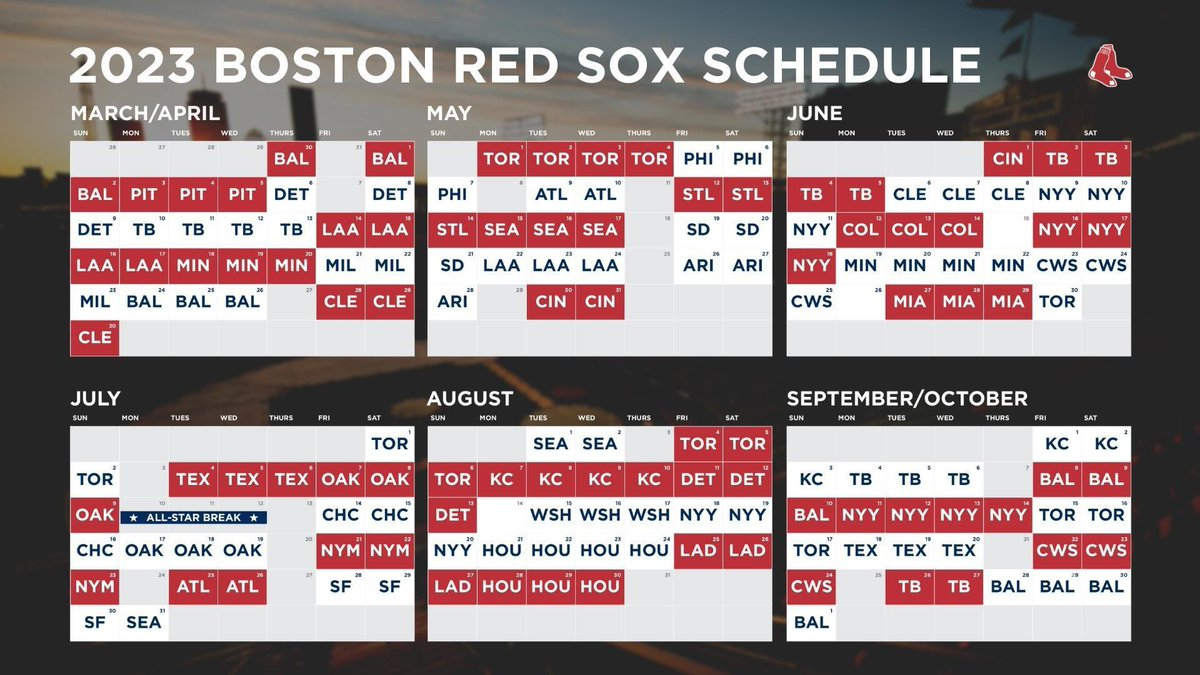 The 2023 Schedule Has Arrived! 🗓 Https://T.co/35Rzb015Gc inside Printable Boston Red Sox Schedule