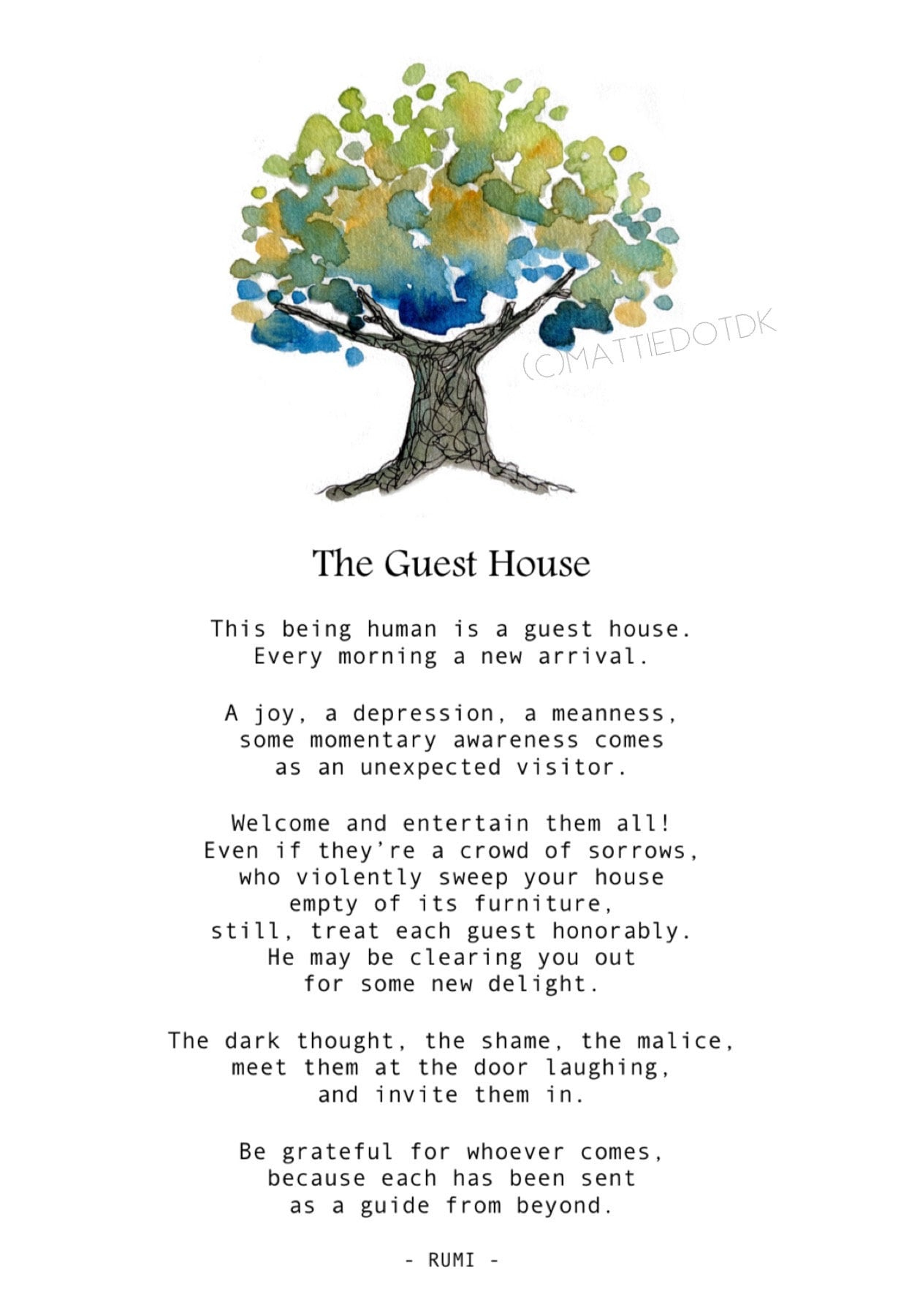 The Guest Houserumi, Instant Download, Printable, Everyday with regard to Free Printable The Guest House Rumi