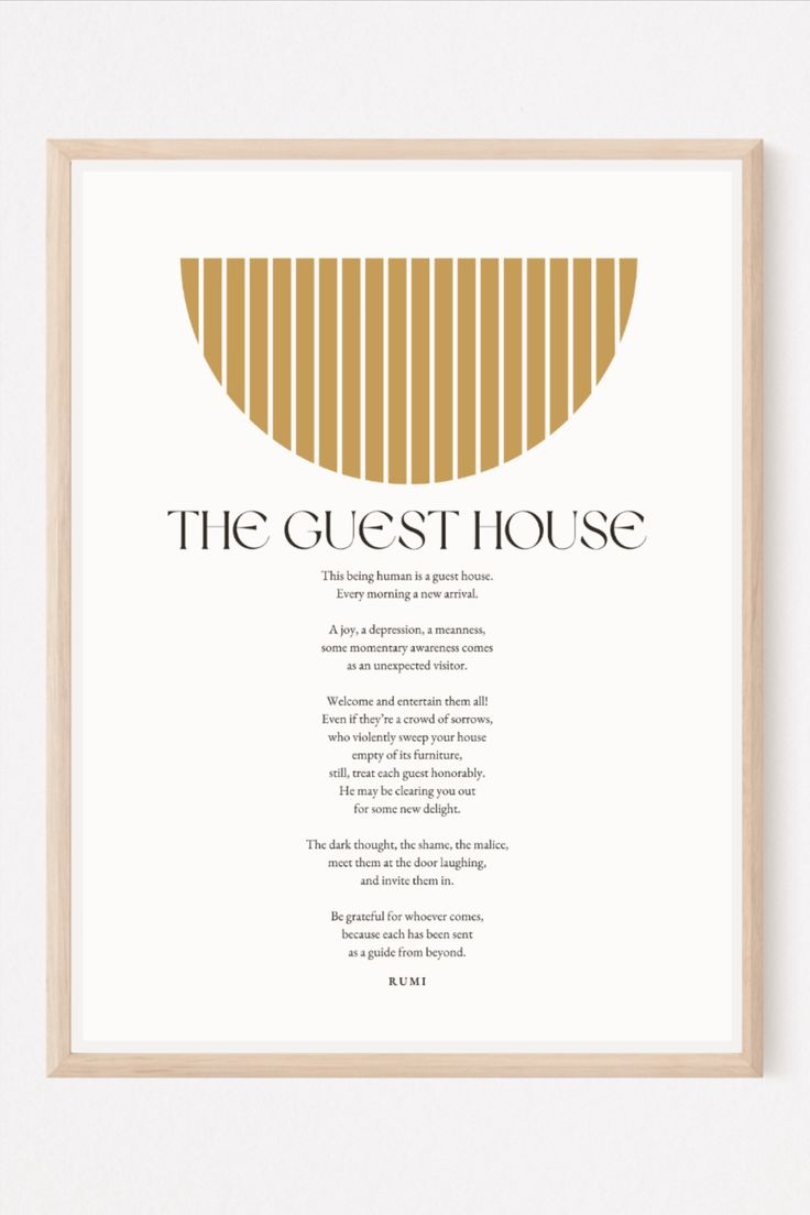 The Guest Houserumi Poetry Printable Poster Entryway - Etsy for Free Printable The Guest House Rumi