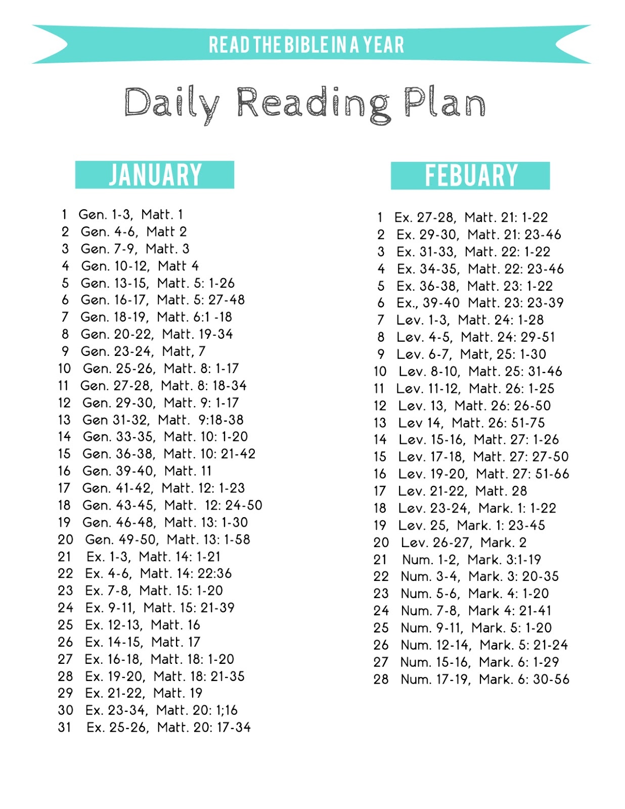 The Kitkat Studio: Free Printable // One Year Bible Reading Plan throughout One Year Bible Reading Plan Printable