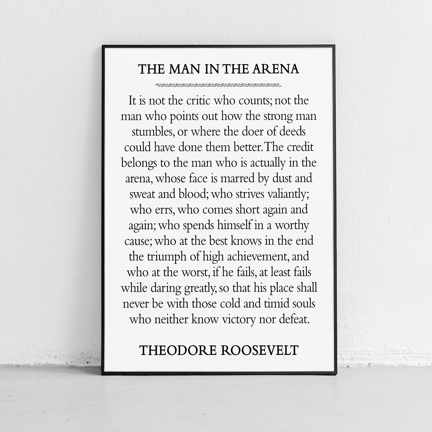 The Man In The Arena Motivational Unframed Poster Or Print throughout The Man in the Arena Printable